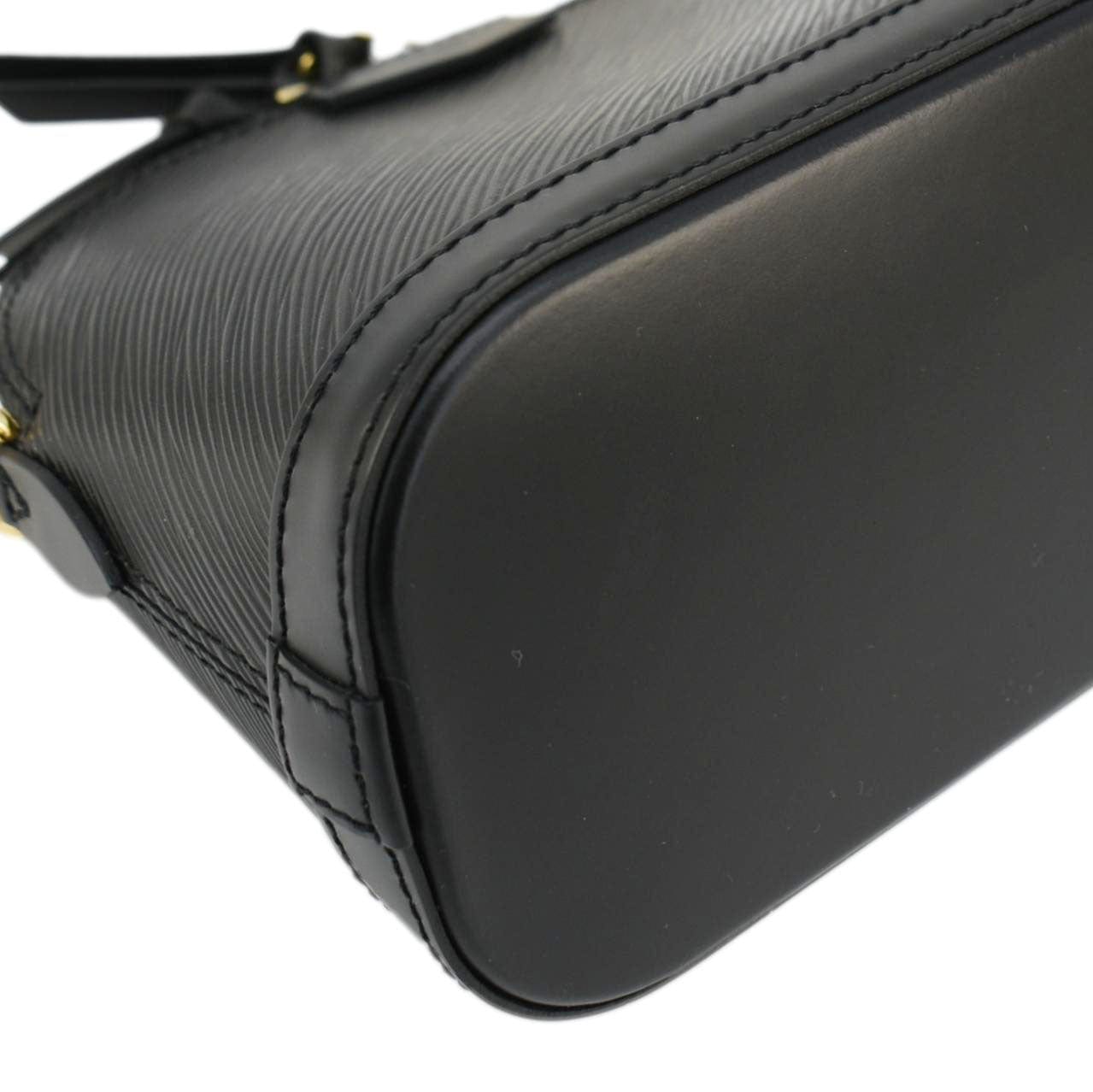 LOUIS VUITTON Alma BB Epi Leather Satchel Bag Black