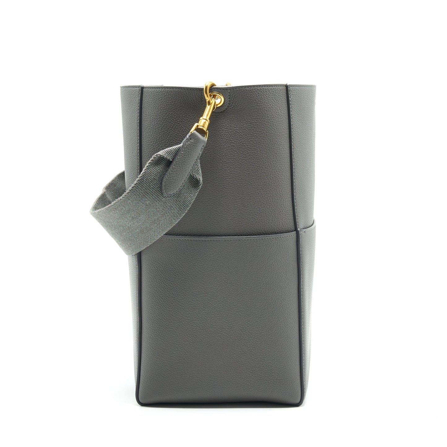 CELINE SANGLE BUCKET BAG DARK GREY WITH BLACK STITCHING