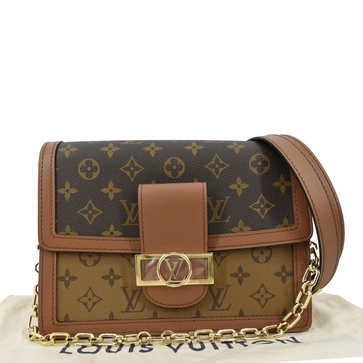 LOUIS VUITTON Dauphine MM Monogram Reverse Canvas Shoulder Bag Brown