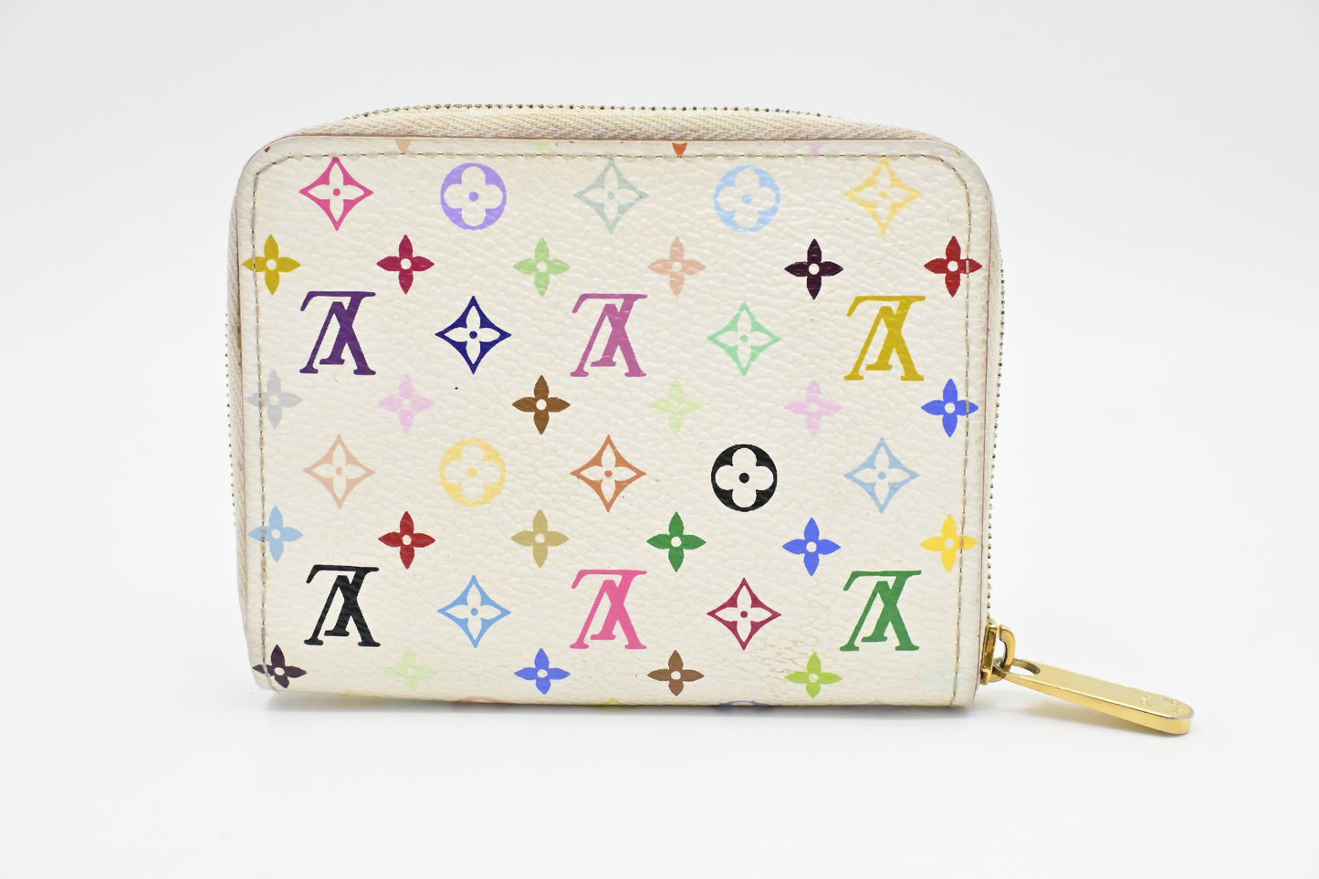 Louis Vuitton Compact Zippy Wallet in White Multicolor Monogram Canvas