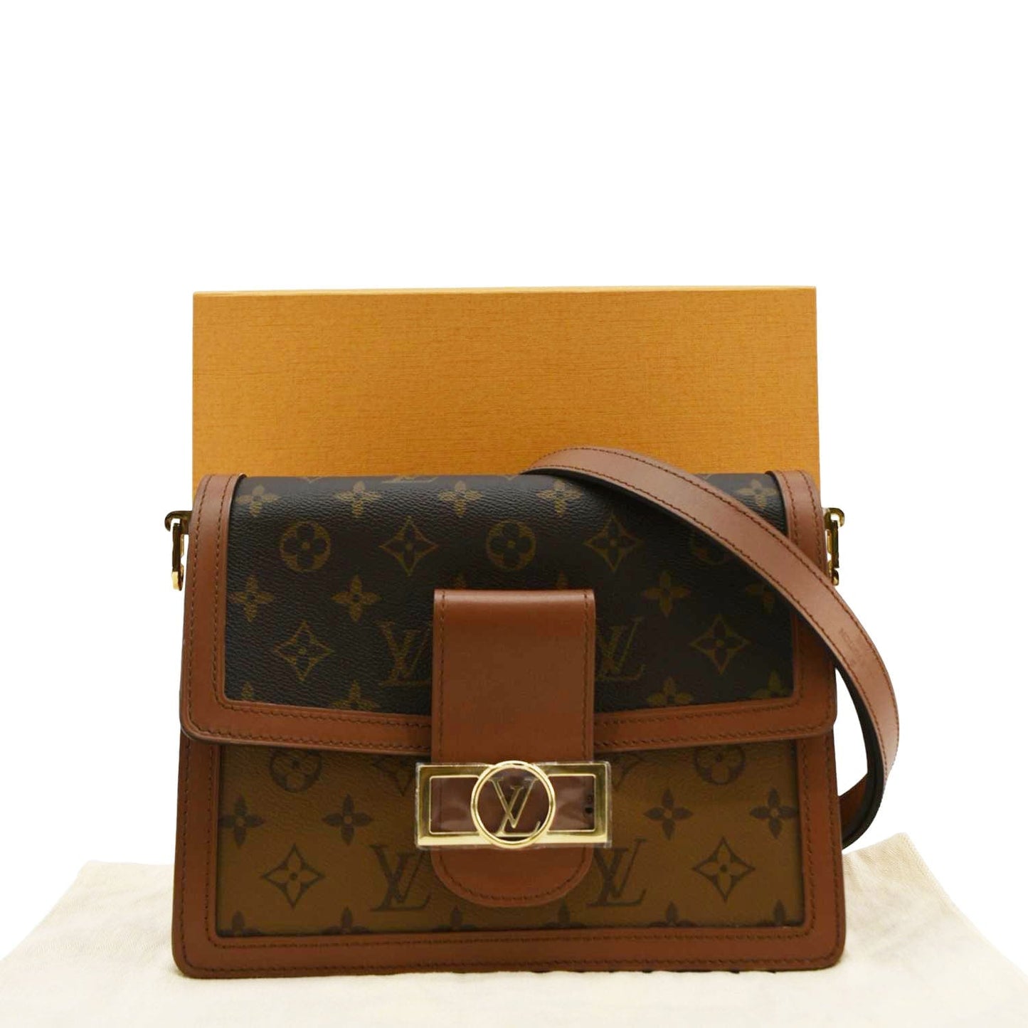 LOUIS VUITTON Dauphine MM Monogram Reverse Canvas Shoulder Bag Brown