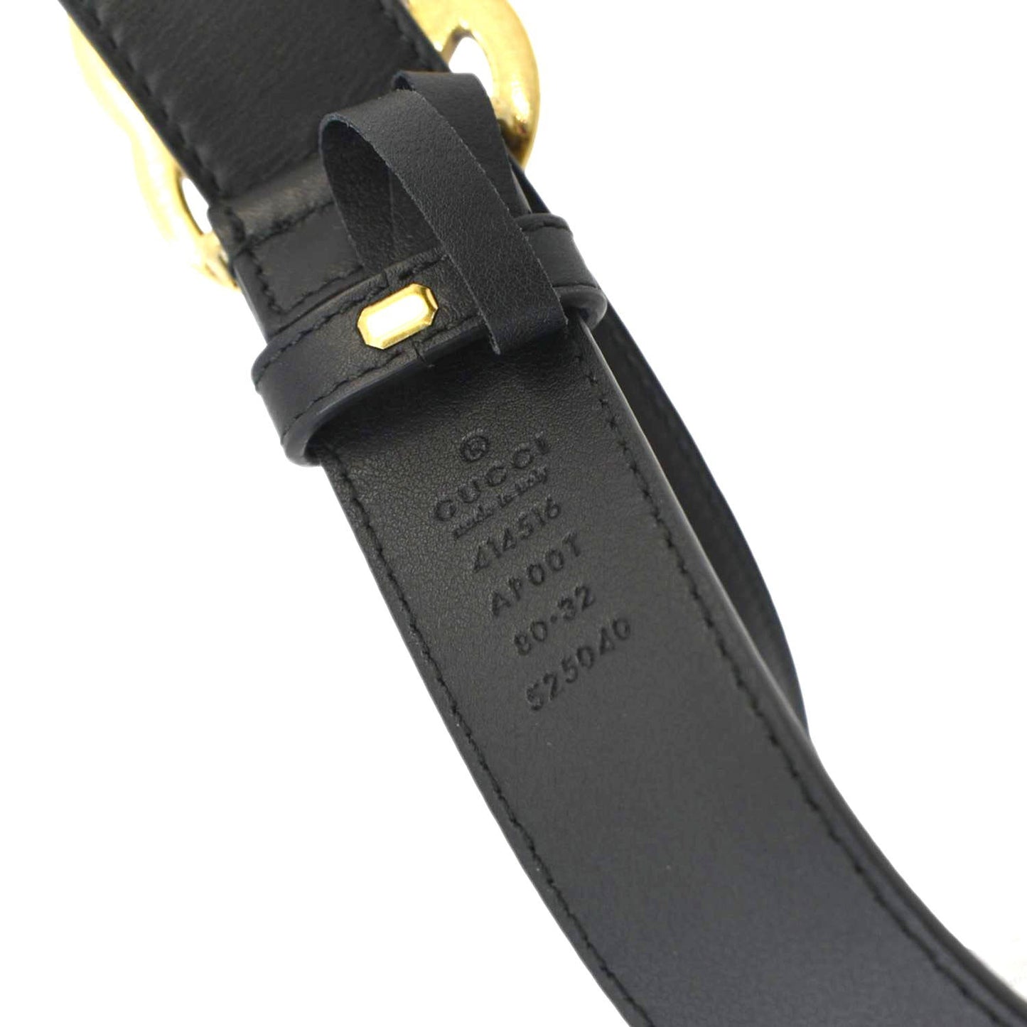 GUCCI GG Buckle Marmont Thin Leather Belt Size 80.32 Black 414516