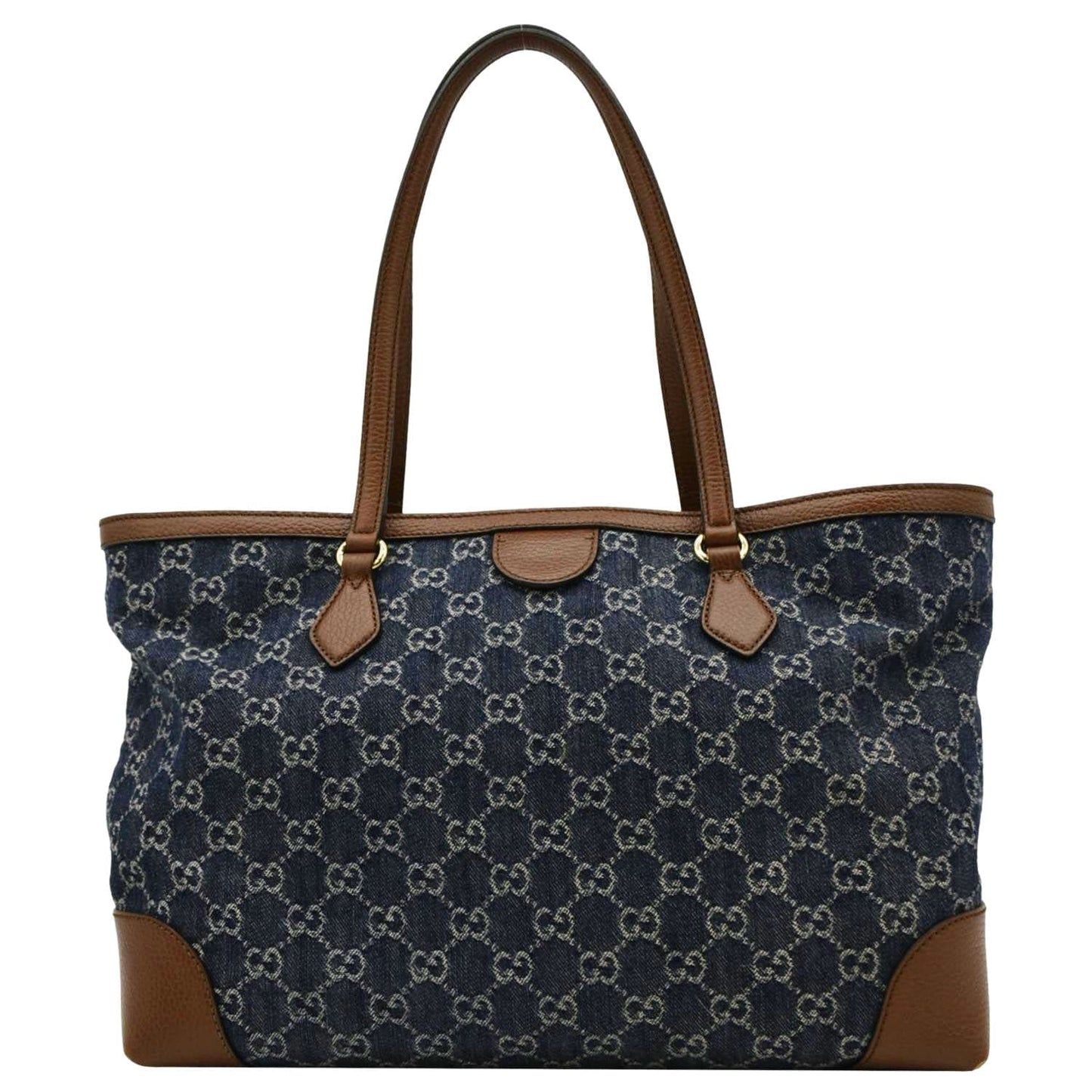 GUCCI Ophidia GG Medium Jacquard Denim Tote Bag Navy Blue
