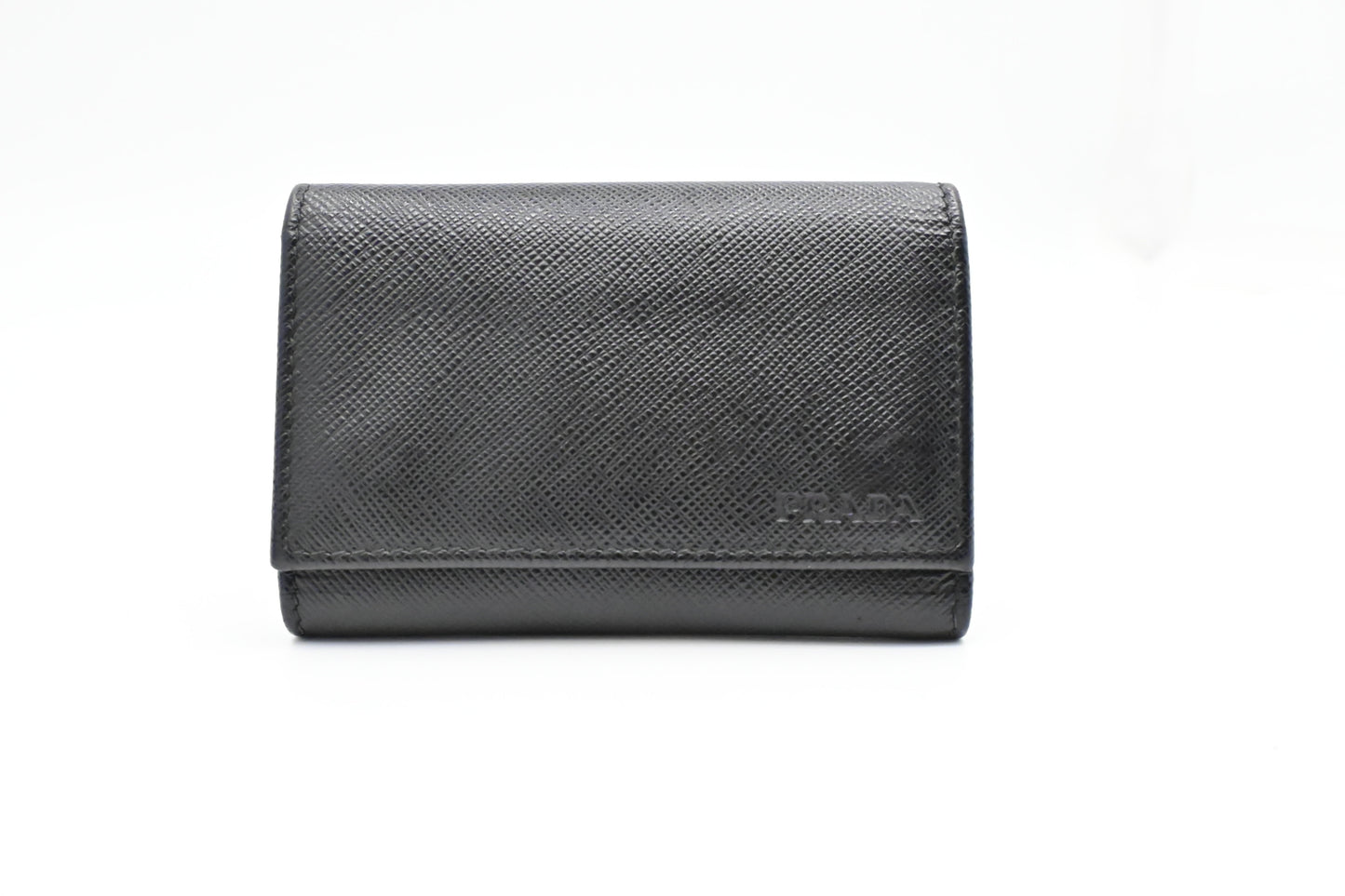 Prada 6 Key Case in Black Saffiano Leather