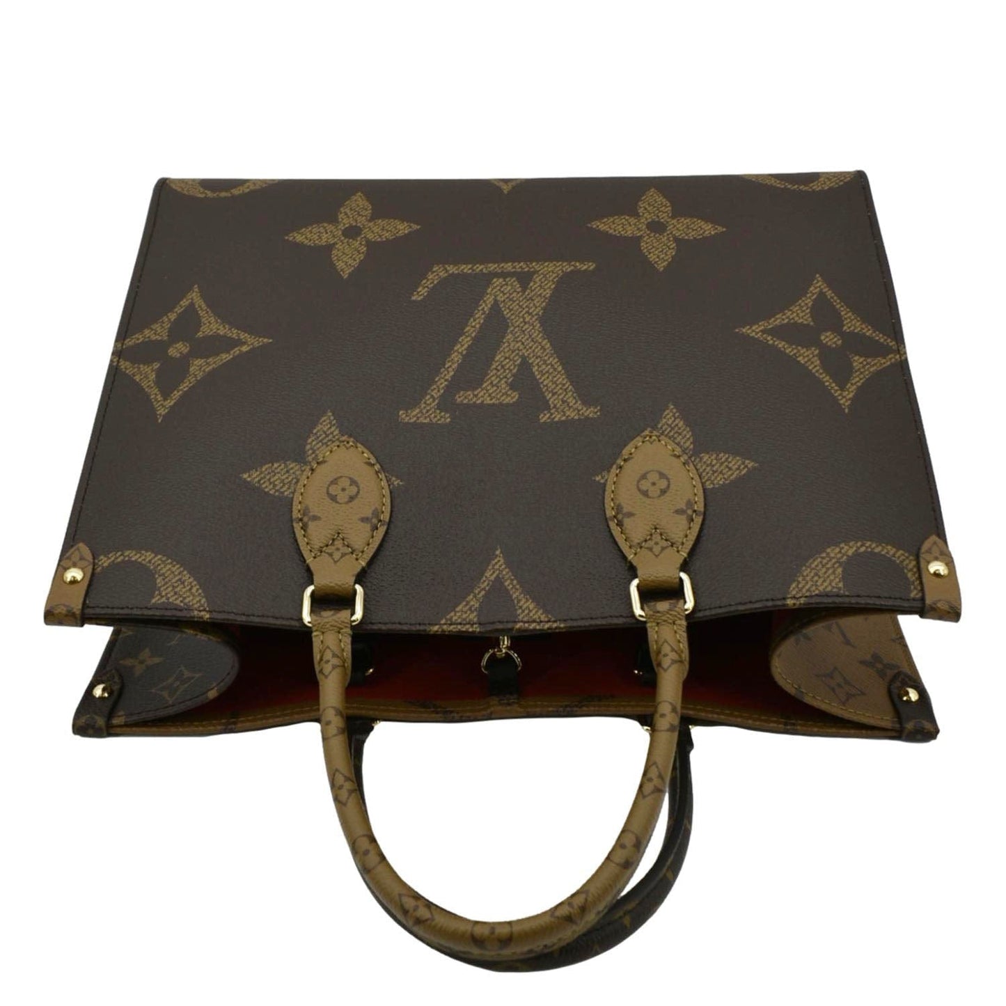 LOUIS VUITTON Onthego MM Giant Monogram Canvas Tote Shoulder Bag Brown
