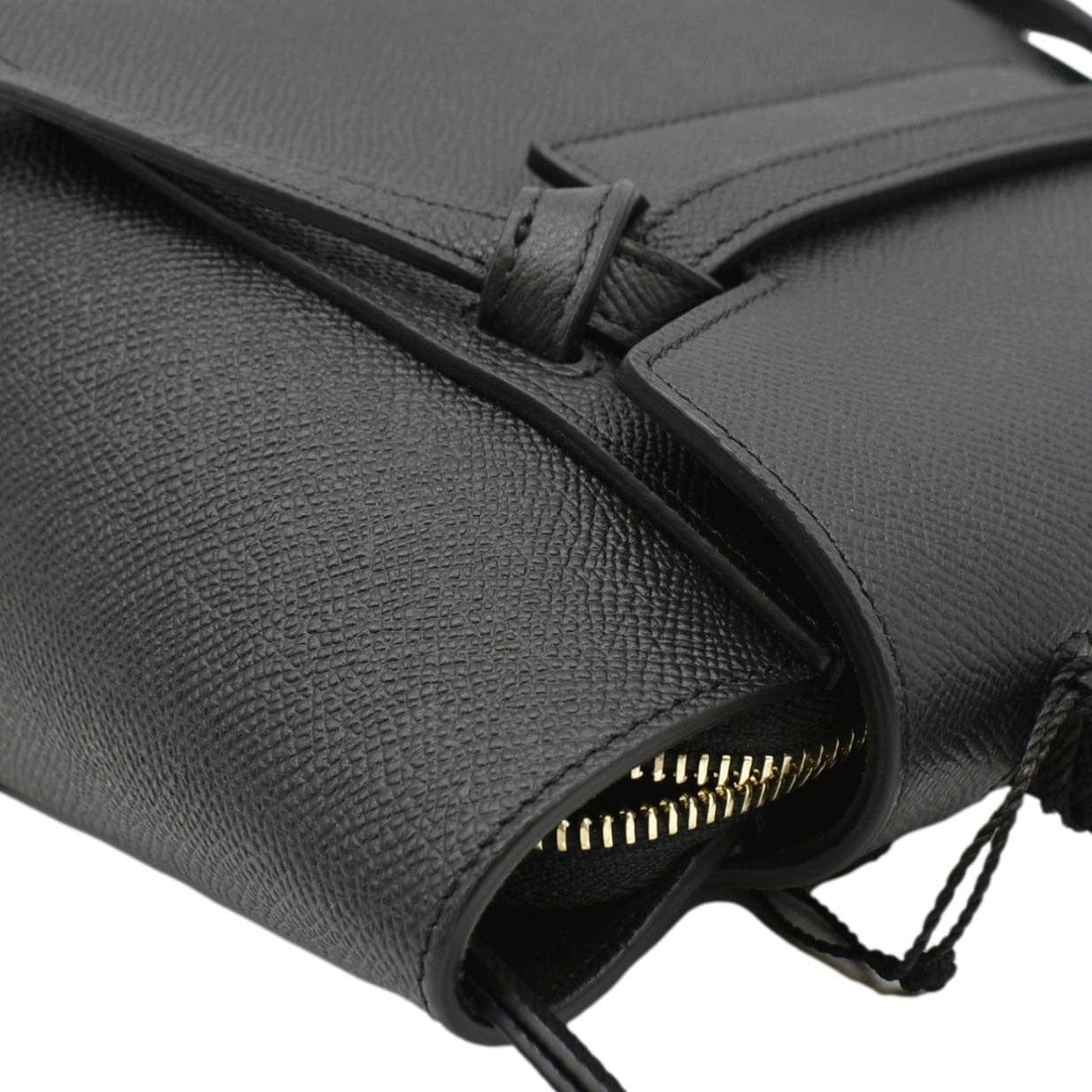 CELINE Nano Belt Grained Leather Shoulder Bag Black