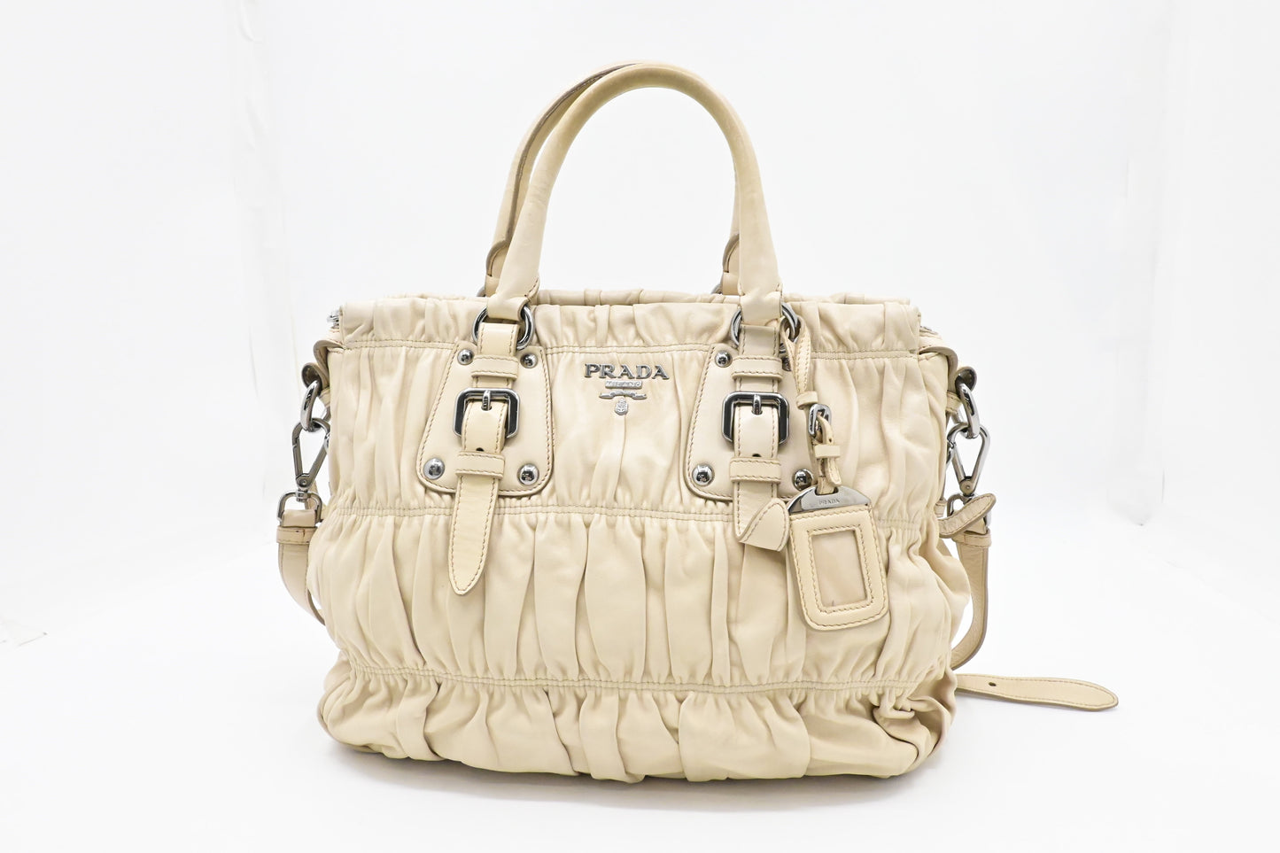 Prada 2way Bag in Beige Ruffled Leather