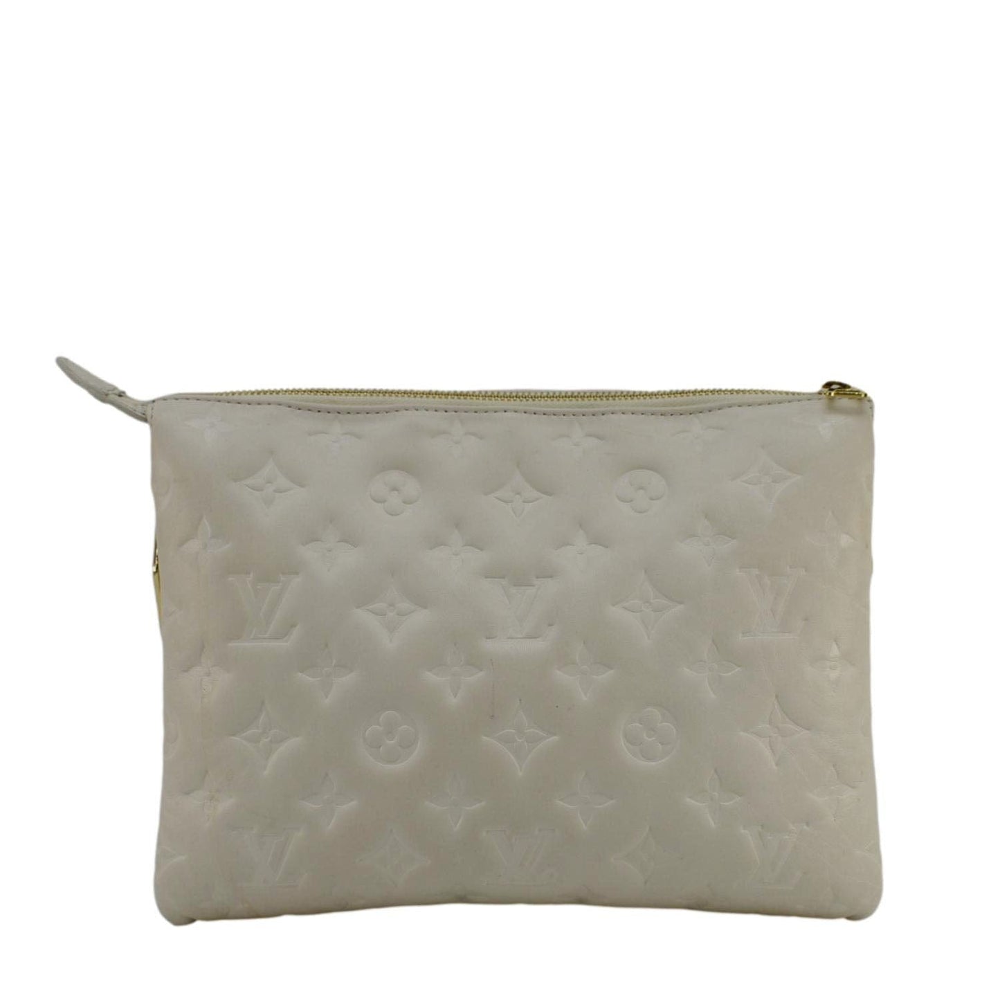 LOUIS VUITTON Coussin PM Monogram Embossed Leather Shoulder Bag Off White
