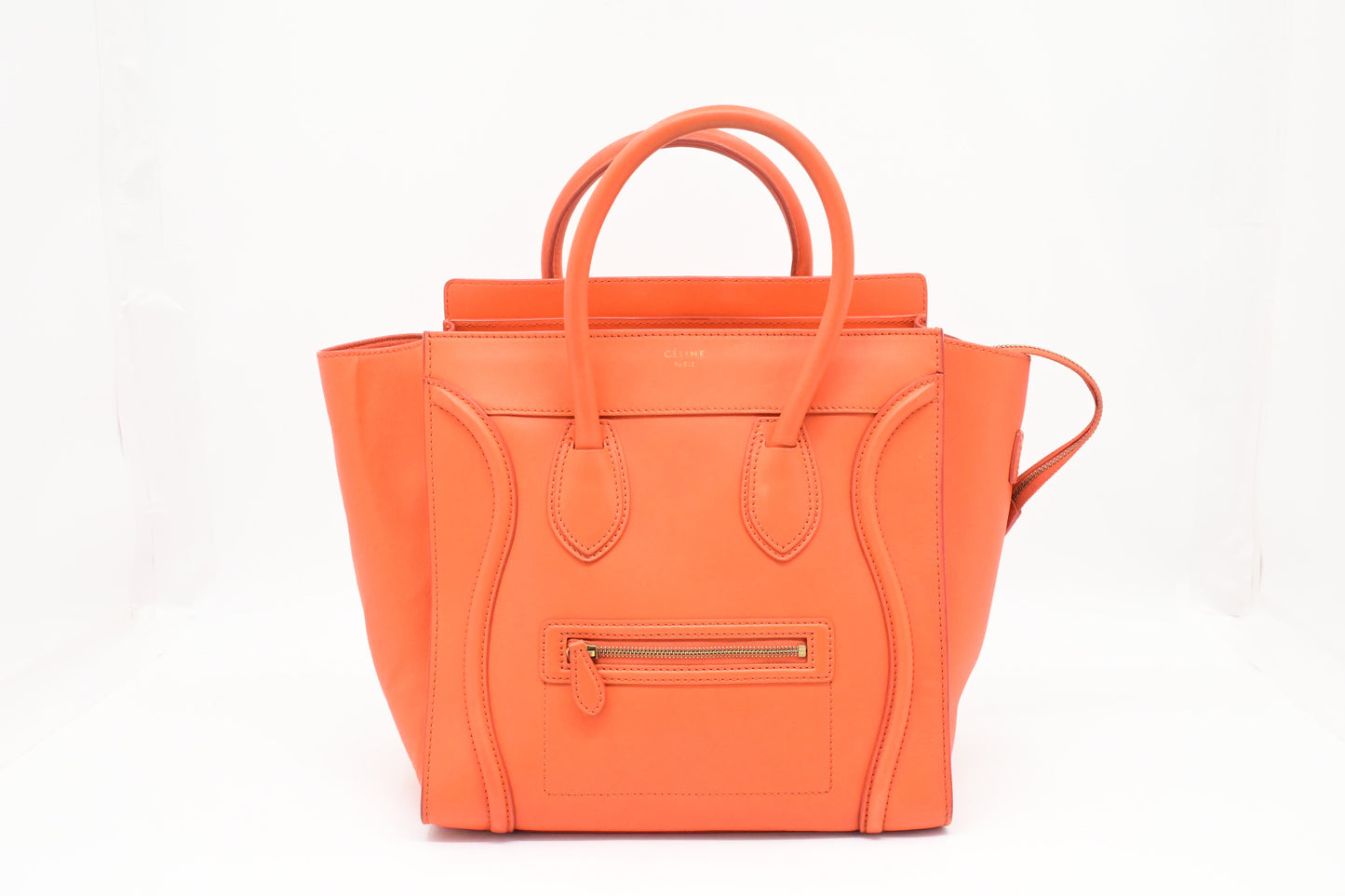 Celine Mini Luggage in Orange Leather