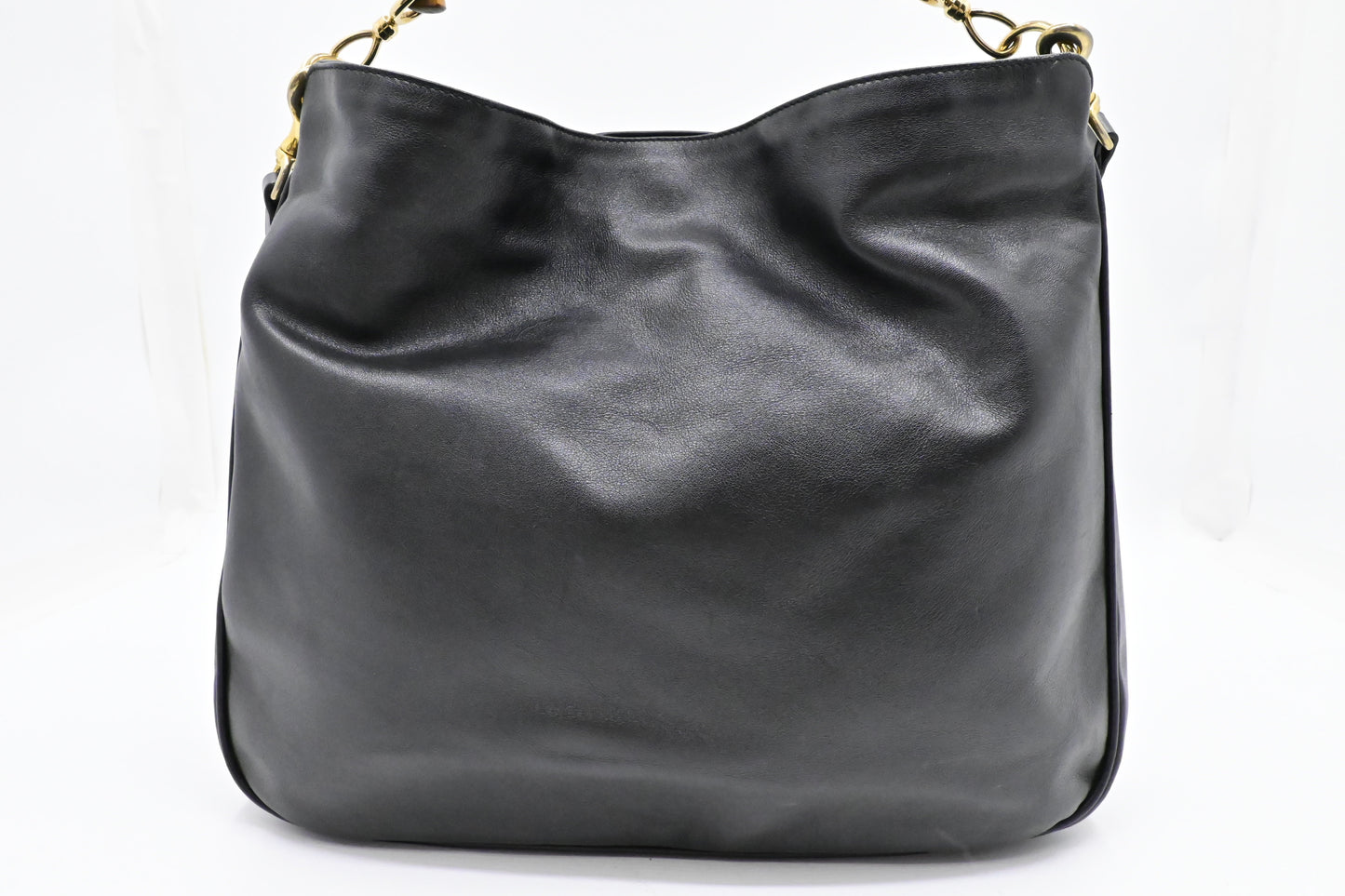 Gucci 2-Way Bamboo Tote Bag in Black Leather