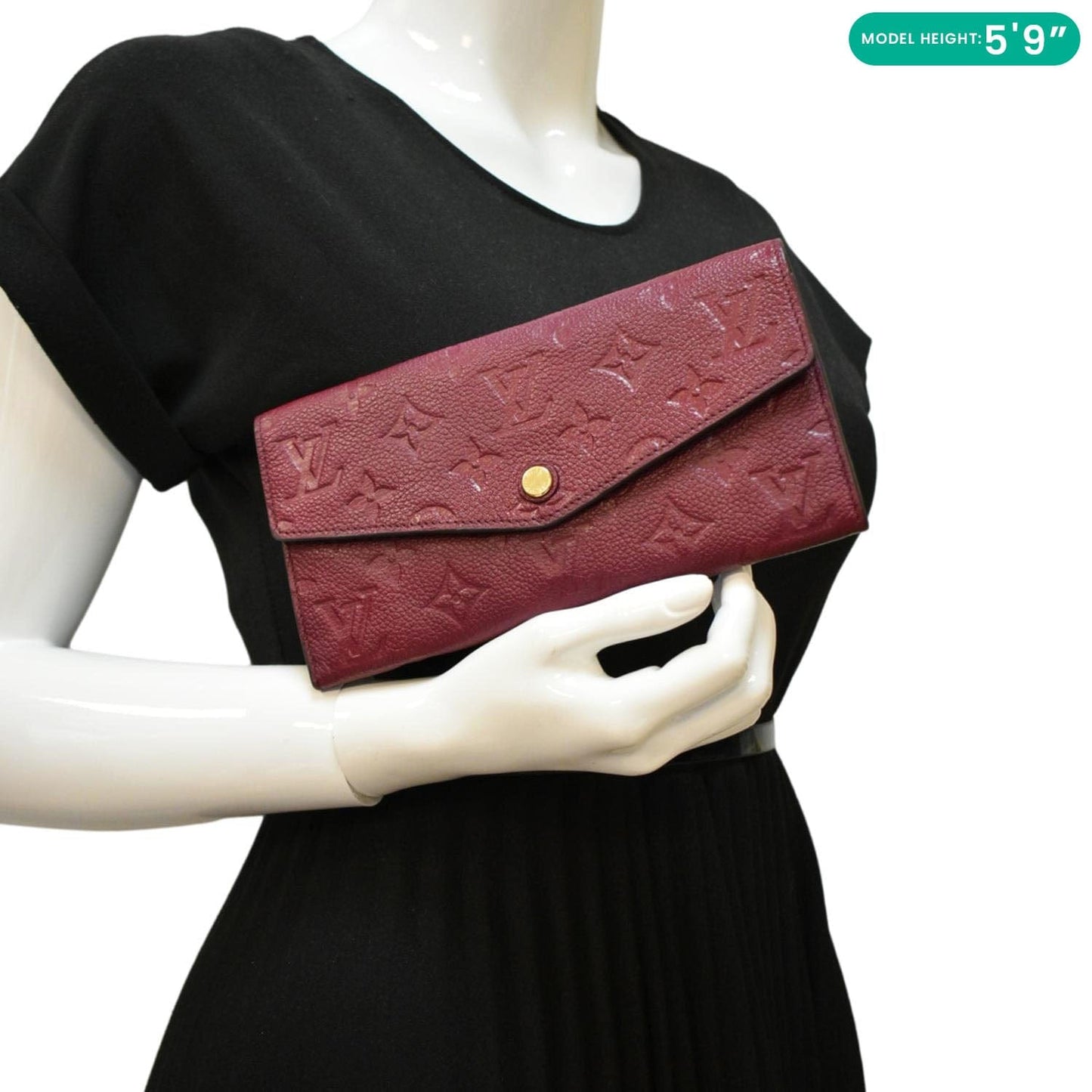 LOUIS VUITTON Sarah Monogram Empreinte Leather Wallet Aurore