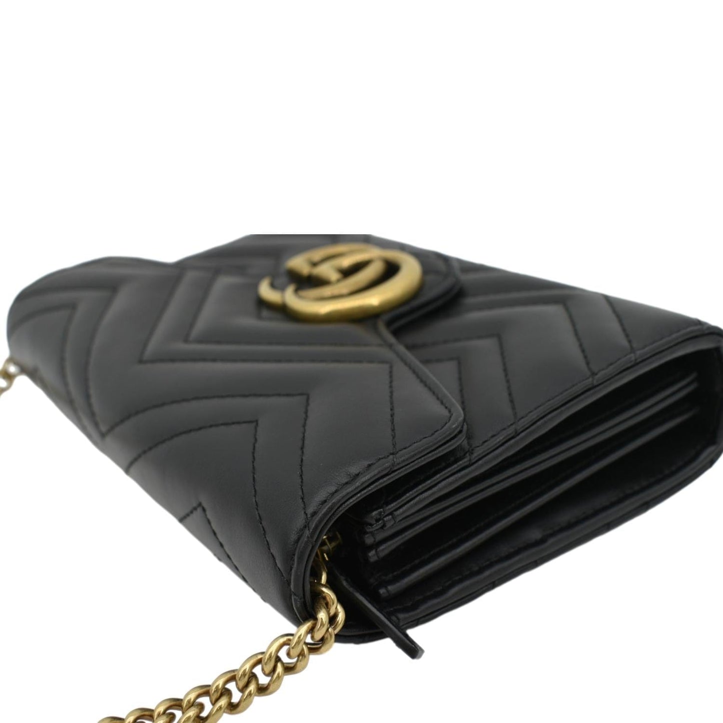 GUCCI GG Marmont Mini Matelasse Leather Crossbody Bag Black 474575
