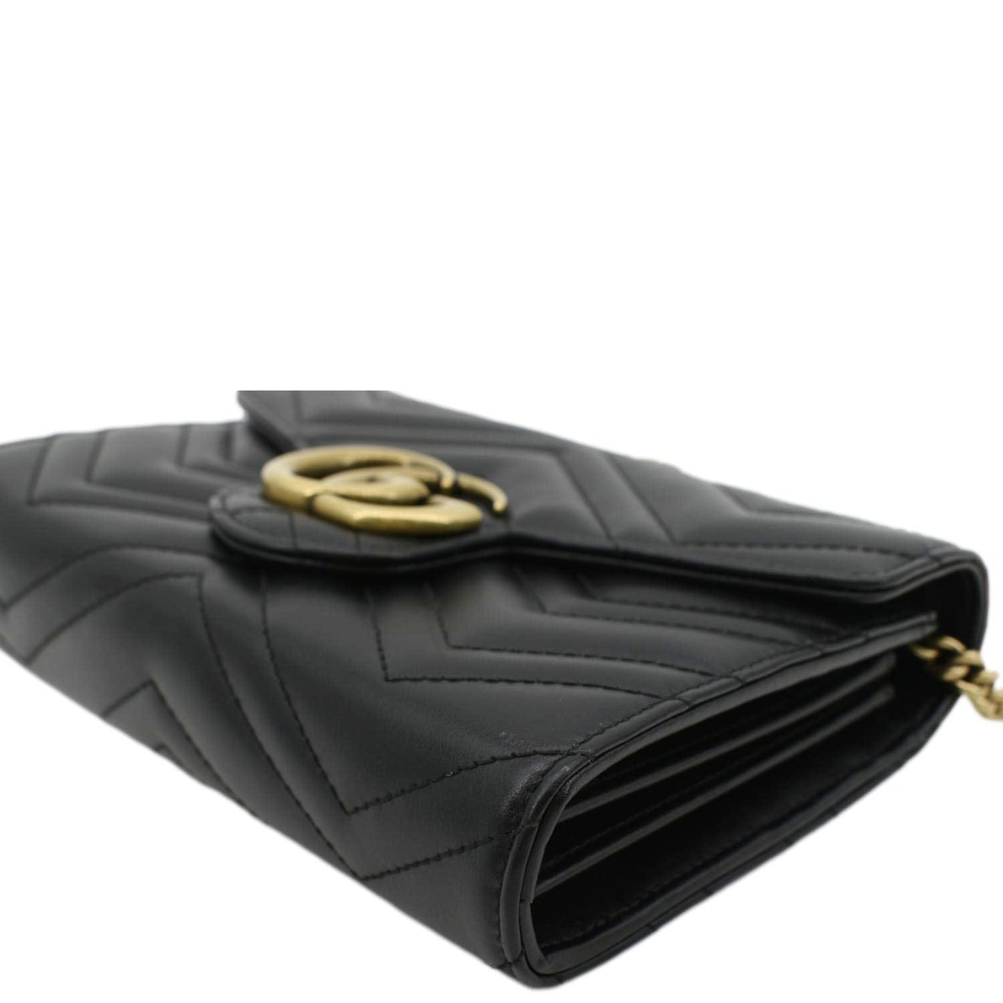 GUCCI GG Marmont Mini Matelasse Leather Crossbody Bag Black 474575
