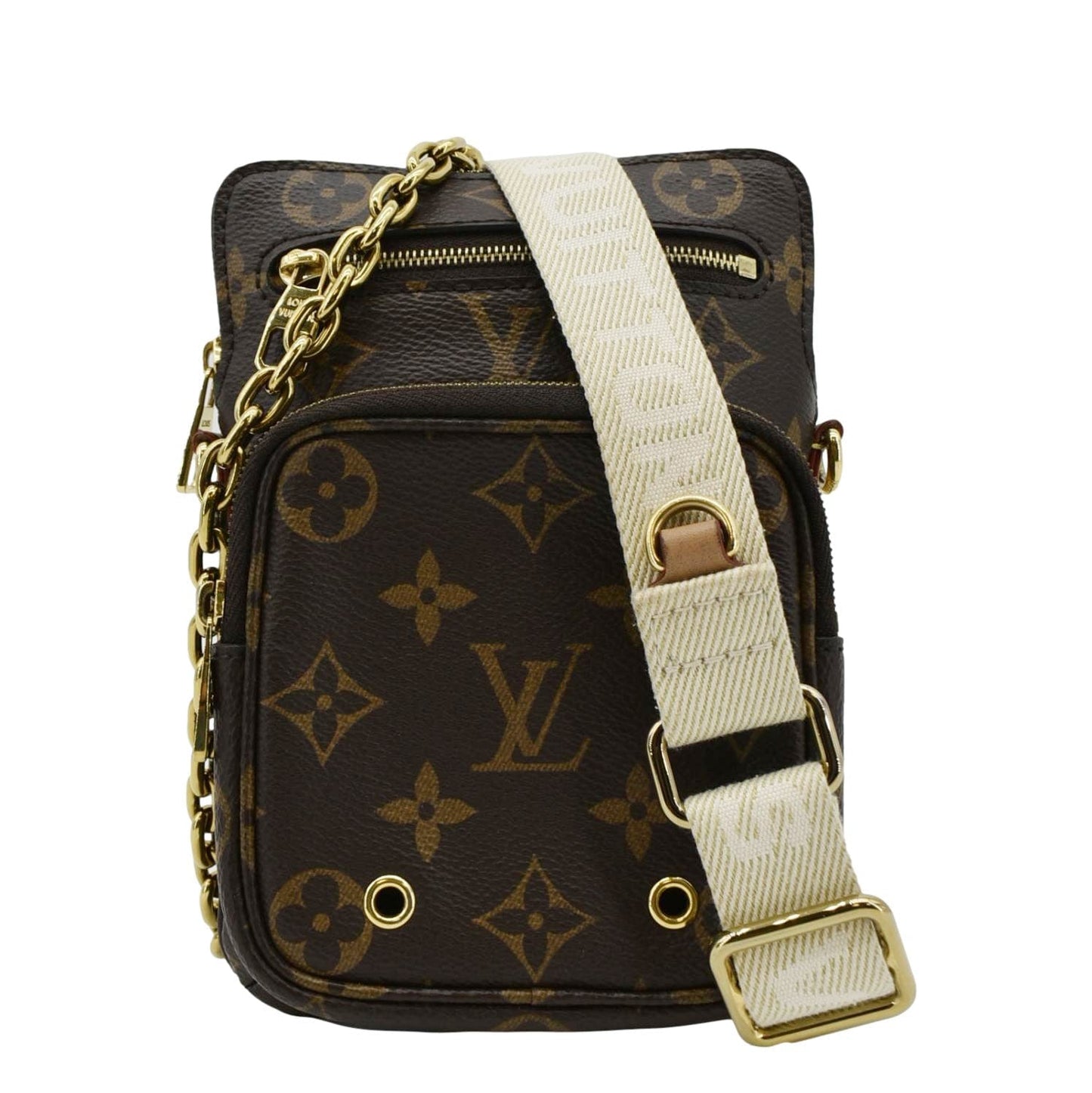 LOUIS VUITTON Utility Phone Sleeve Monogram Canvas Crossbody Bag Brown