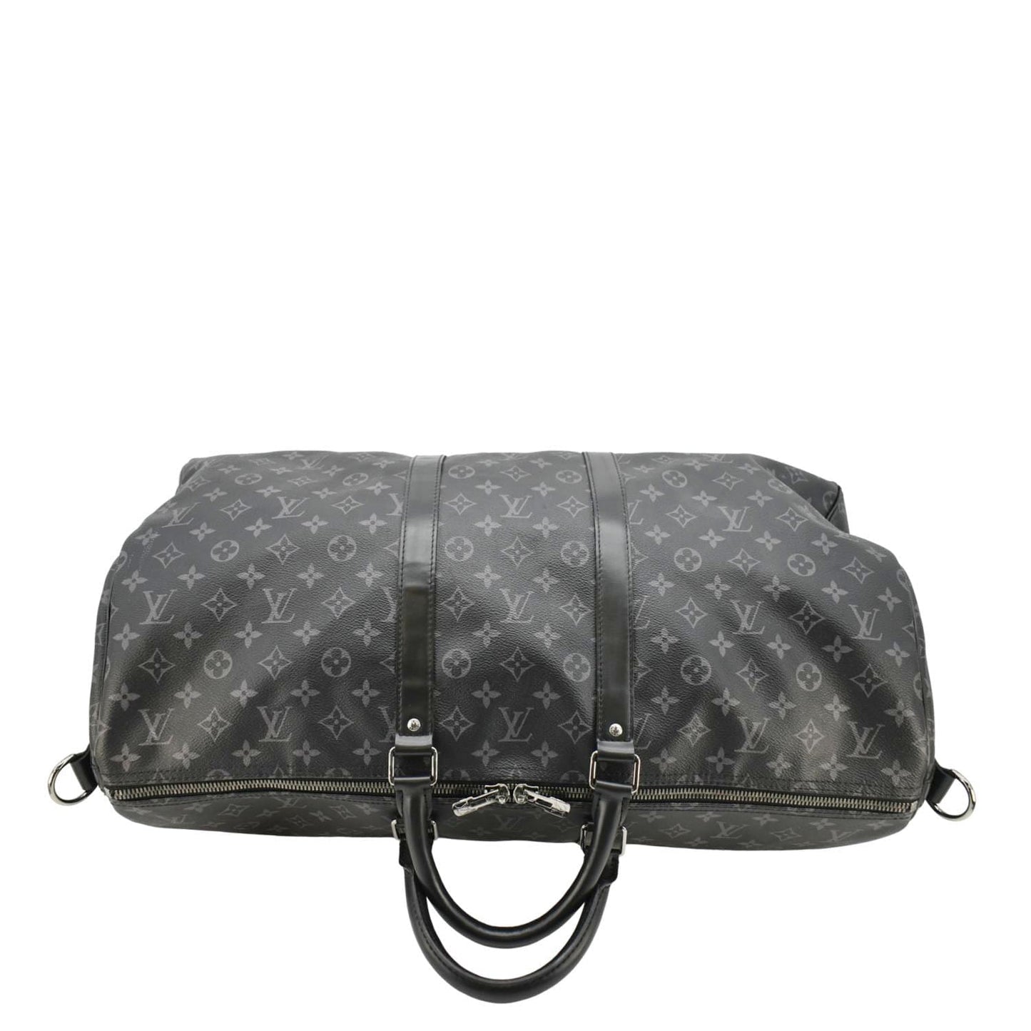 LOUIS VUITTON Keepall 55 Bandouliere Monogram Eclipse Travel Bag Black