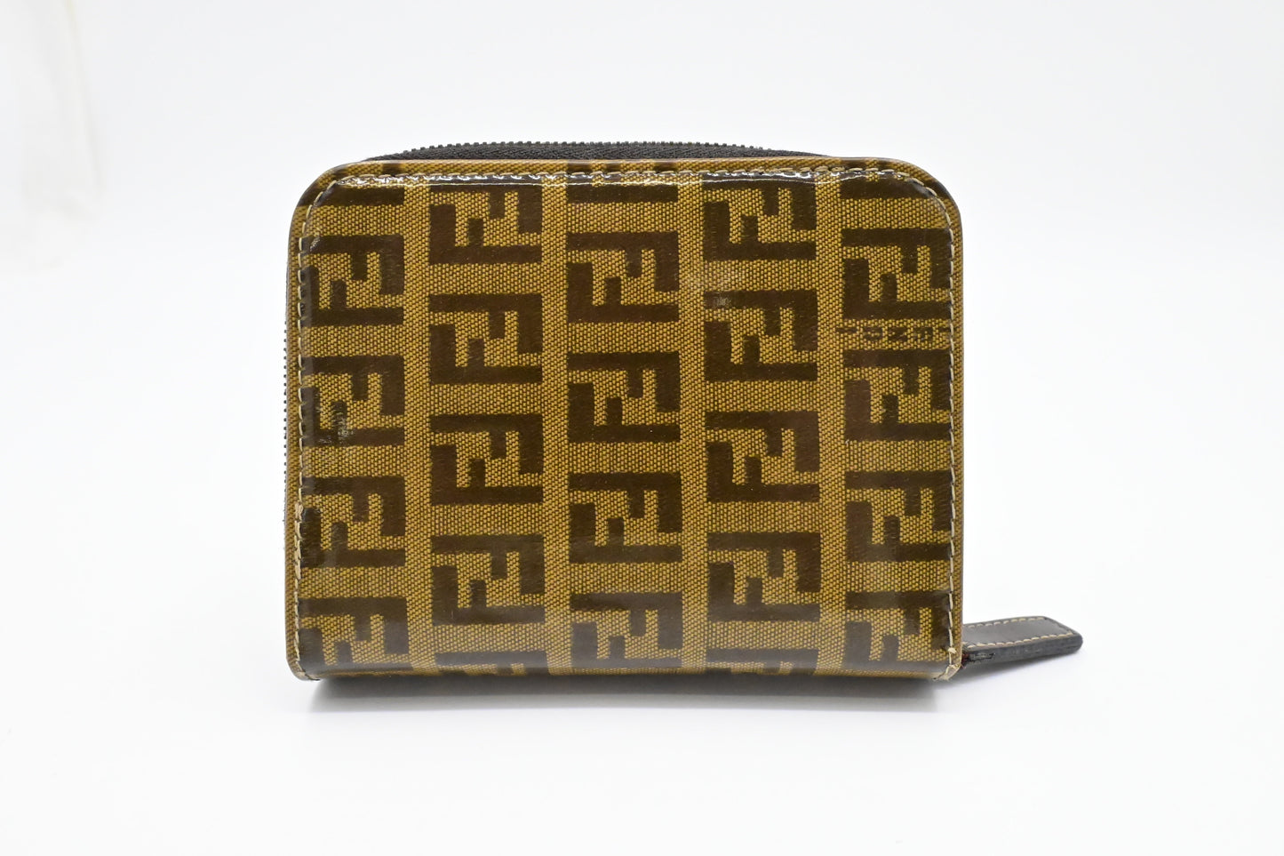 Fendi Compact Zippy Wallet in Zucca Patent Leather