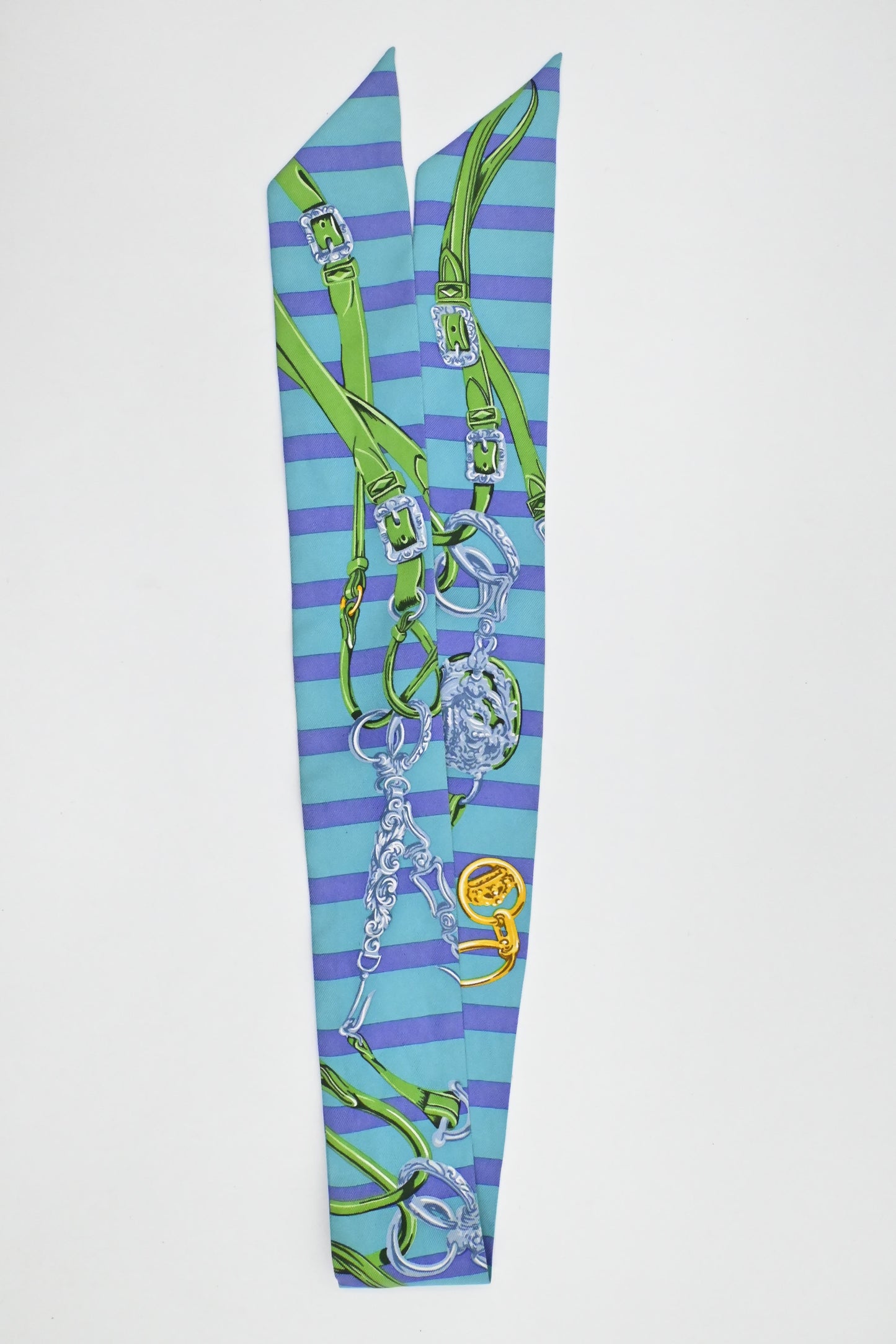 Hermes 'Brides de Gala' Twilly in Blue, Purple, and Green Silk