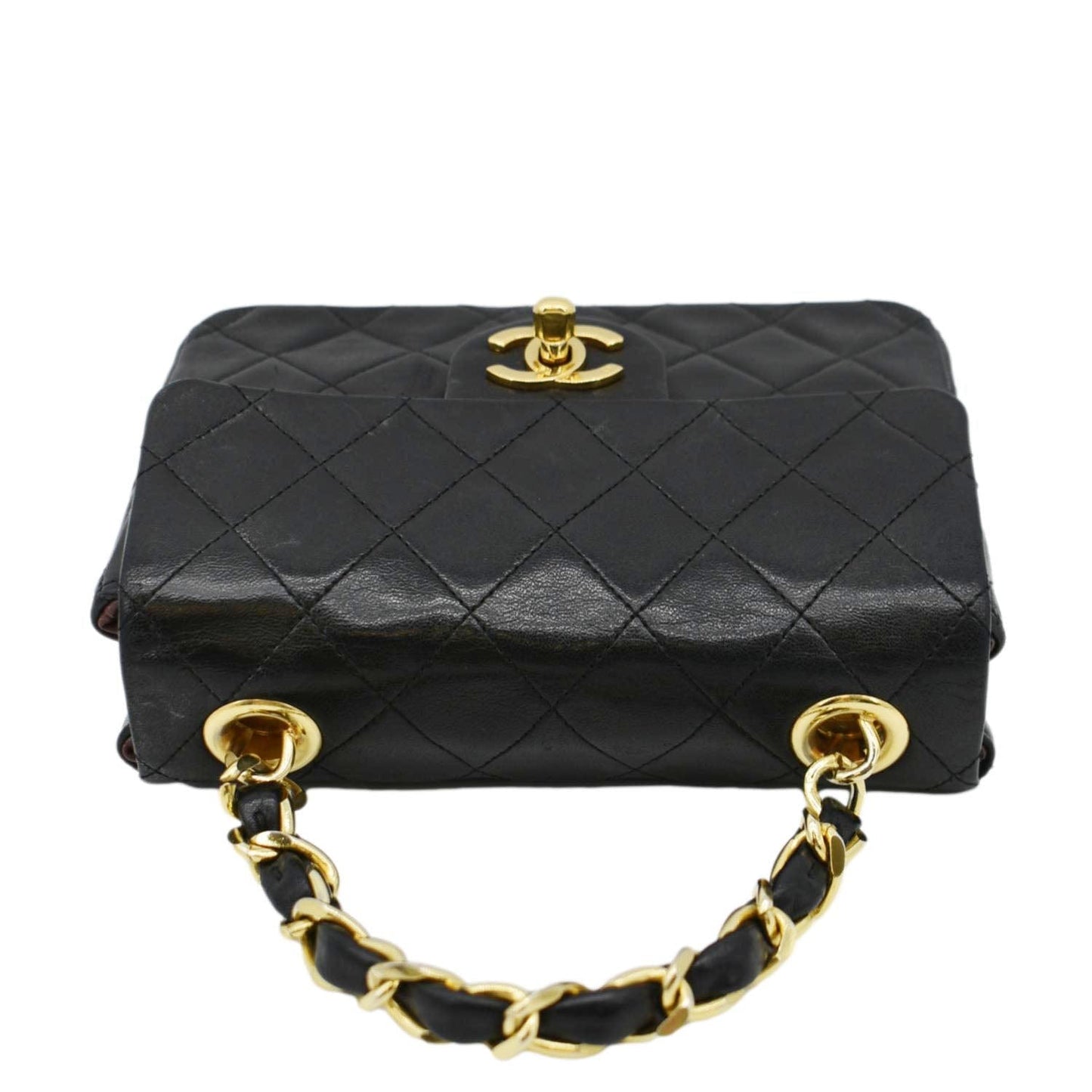 CHANEL Square Mini Flap Quilted Leather Chain Shoulder Bag Black
