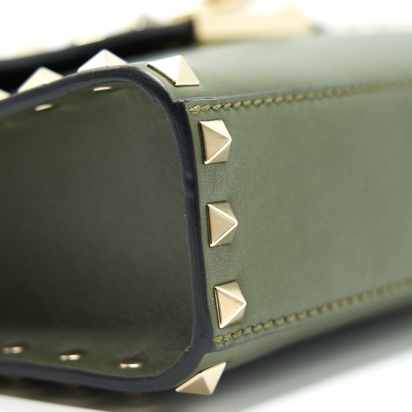 VALENTINO Small Rockstud Calfskin Crossbody Bag Khaki