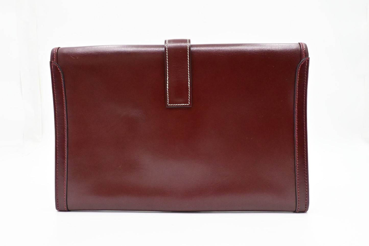 Hermes Jige Elan PM in Burgundy Box Leather