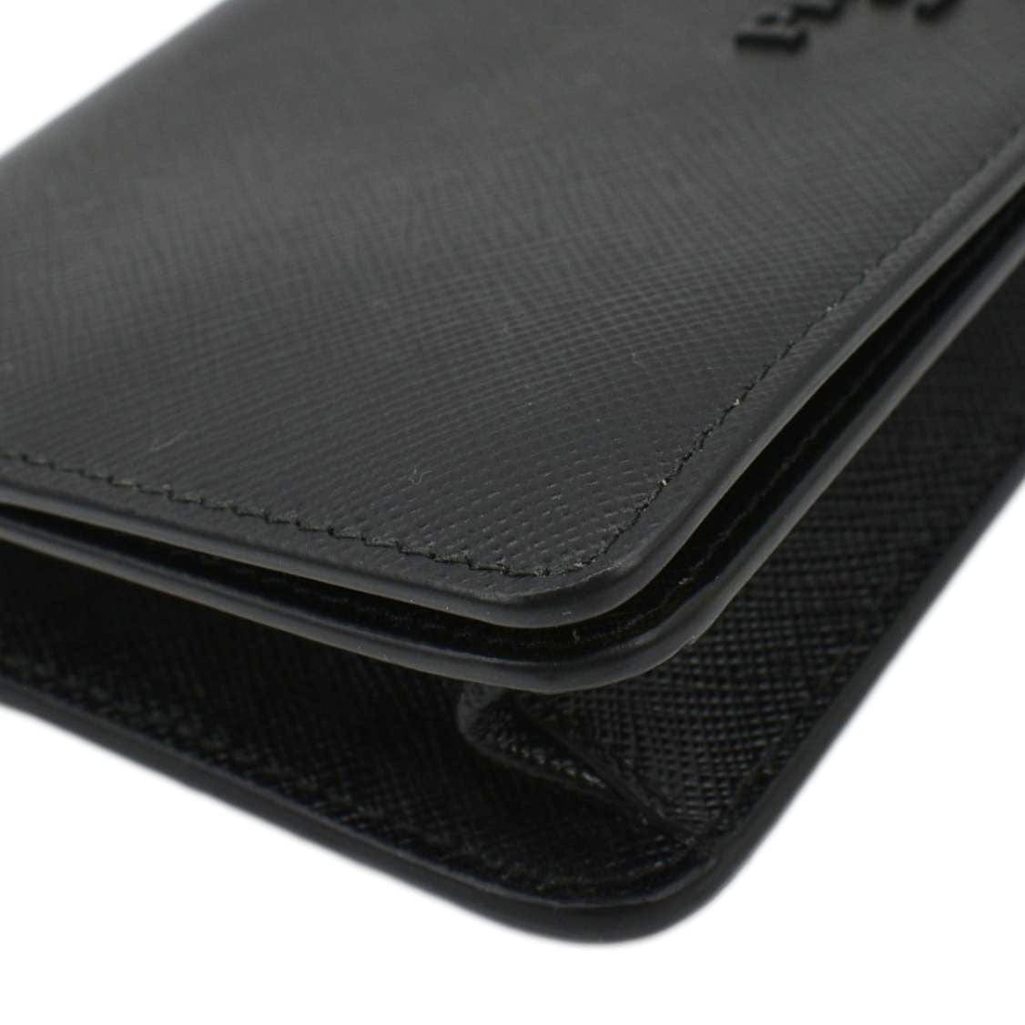 PRADA Saffiano Leather Crossbody Wallet Black