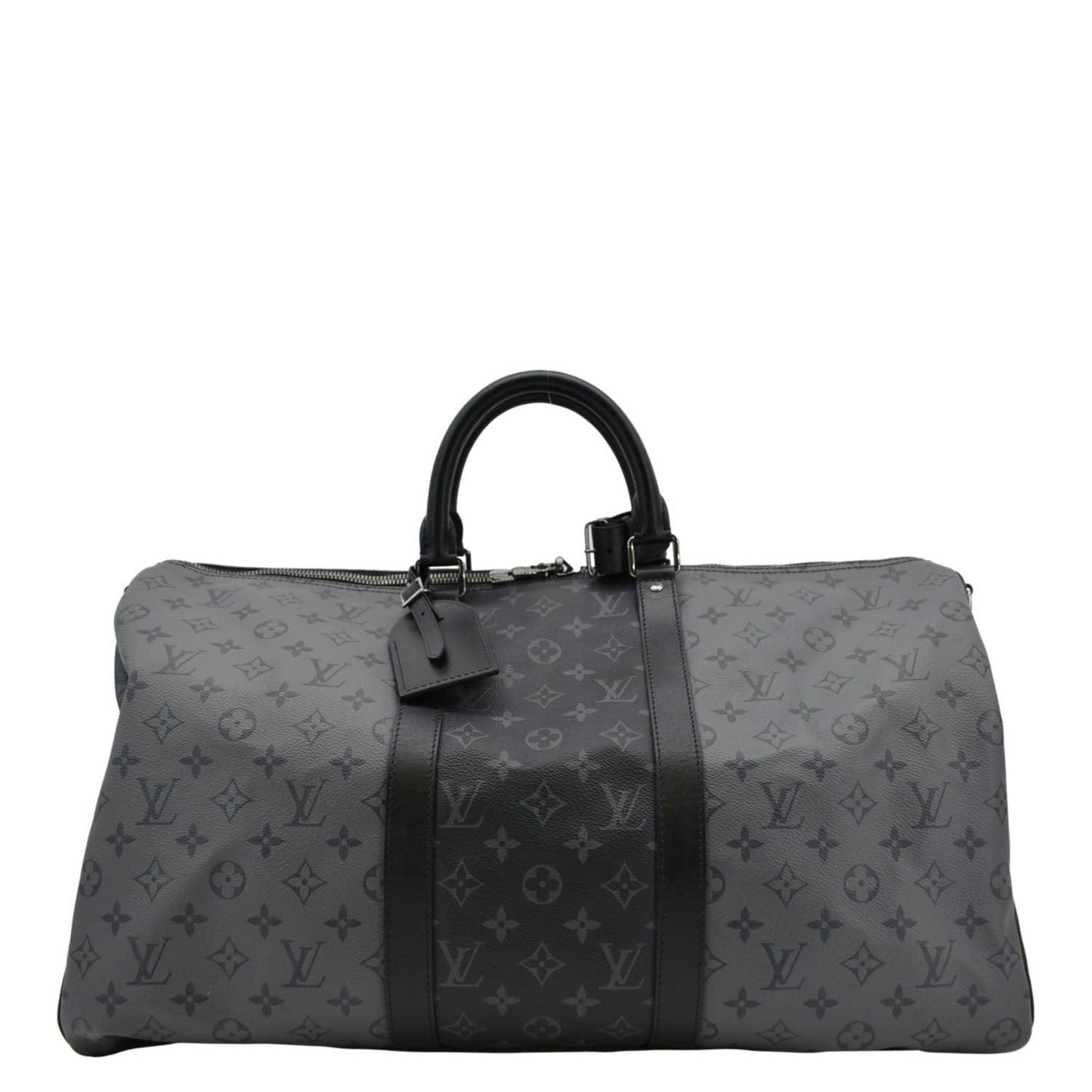 LOUIS VUITTON Keepall 50 Bandouliere Monogram Eclipse Travel Bag Black
