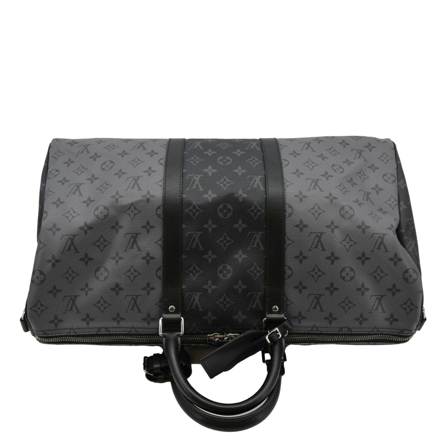 LOUIS VUITTON Keepall 50 Bandouliere Monogram Eclipse Travel Bag Black