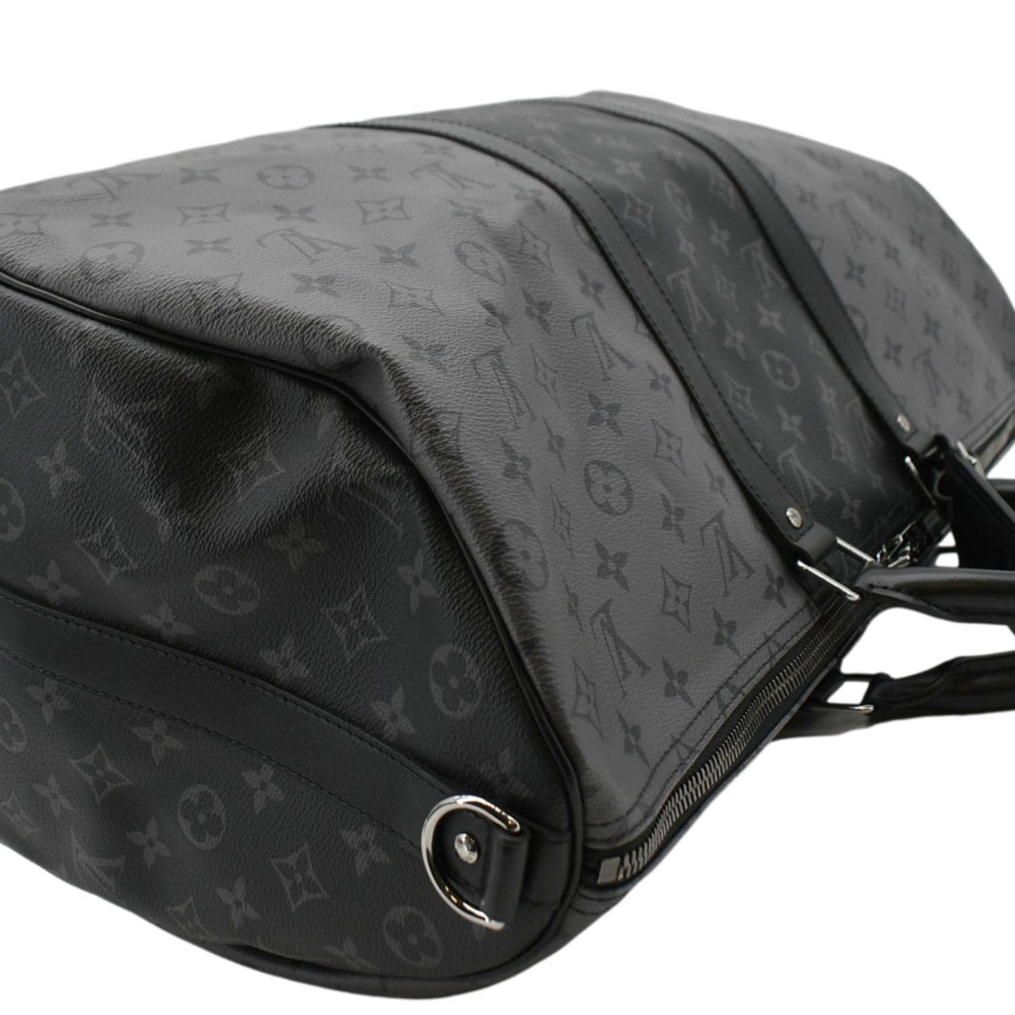 LOUIS VUITTON Keepall 50 Bandouliere Monogram Eclipse Travel Bag Black