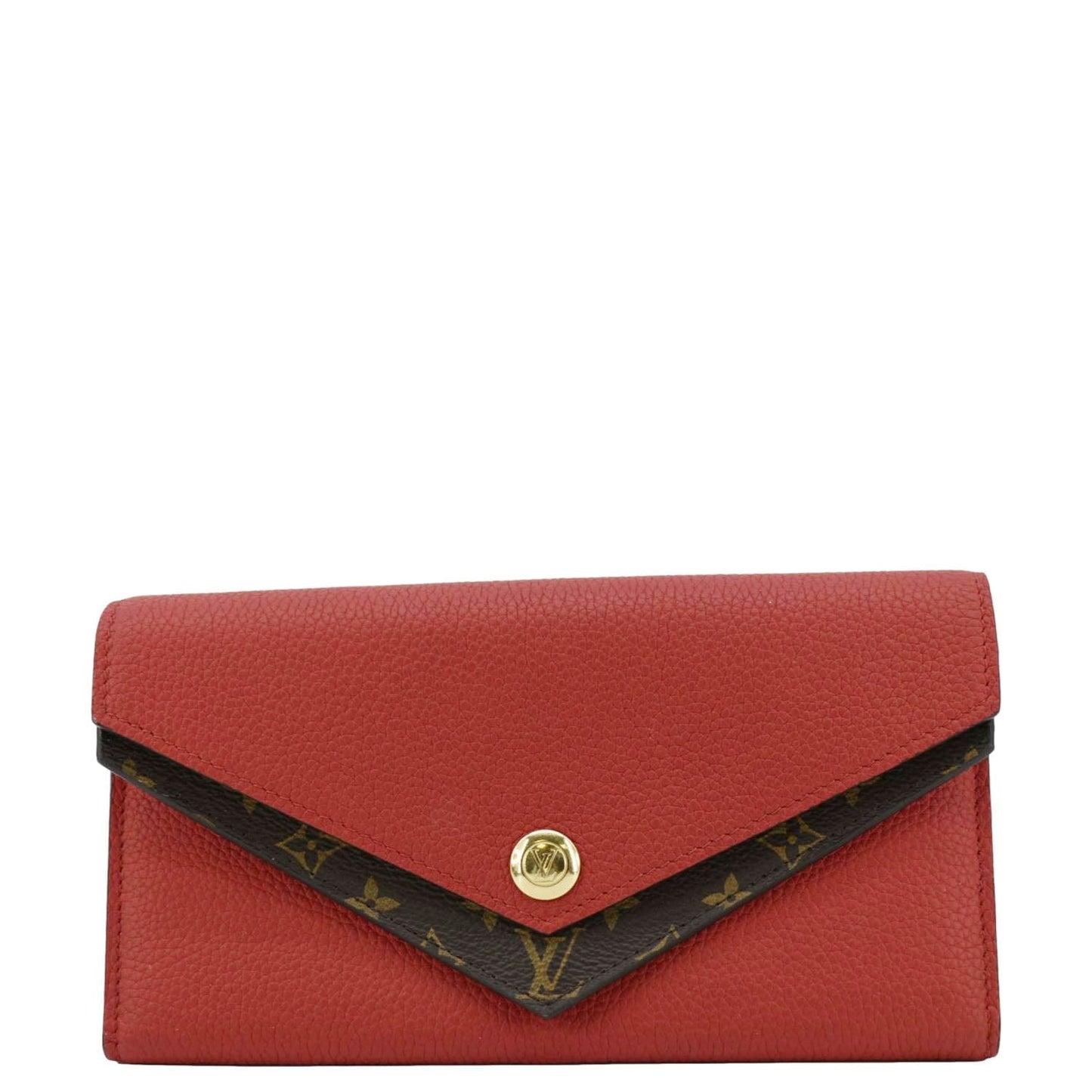 LOUIS VUITTON Double V Leather Wallet Red