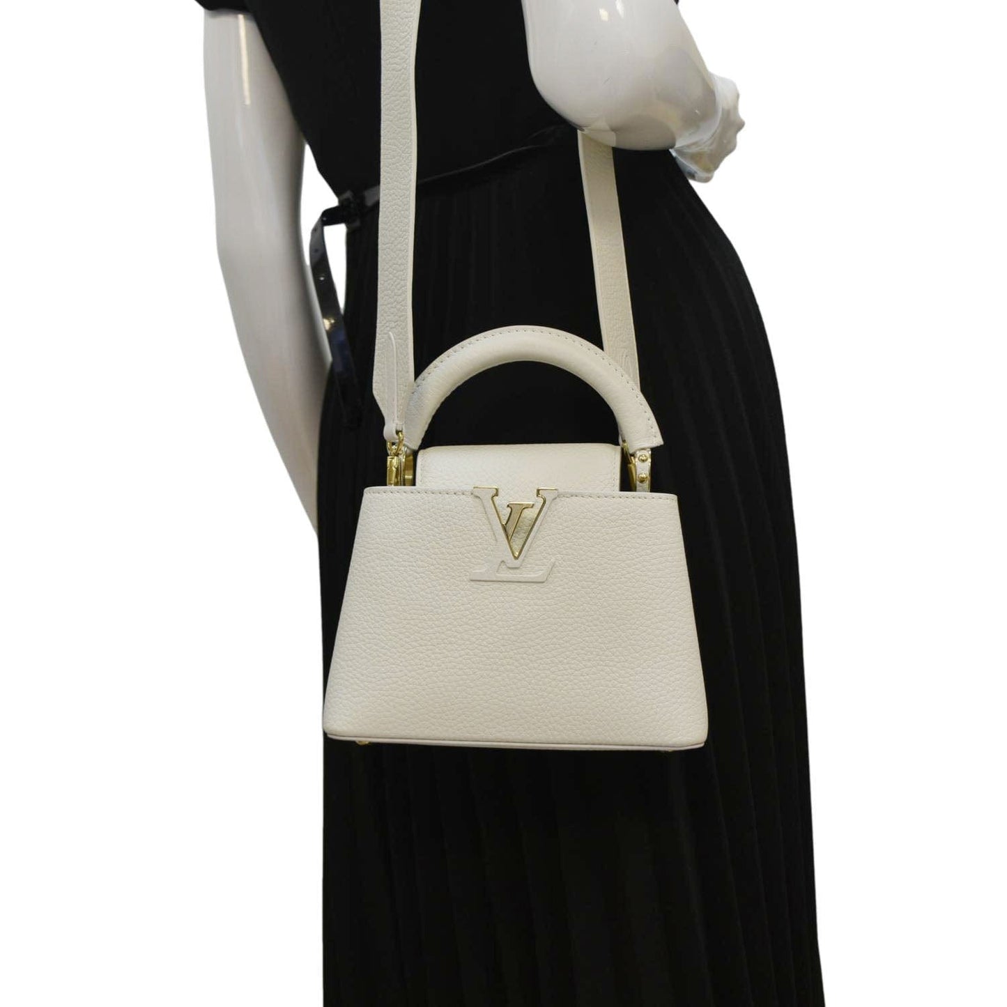 LOUIS VUITTON  Capucine Mini Taurillon Leather Crossbody Bag Snow