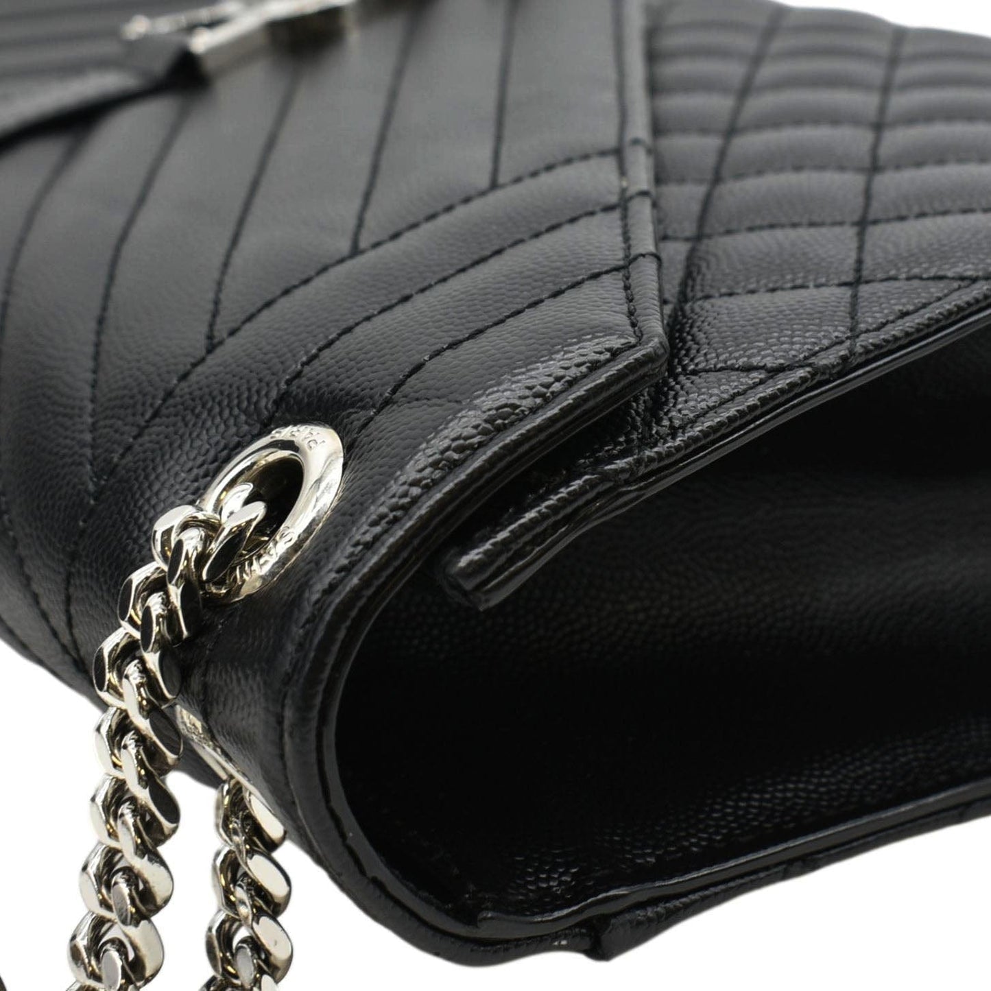 YVES SAINT LAURENT Large Envelope Mix Matelasse Leather Chain Shoulder Bag Black