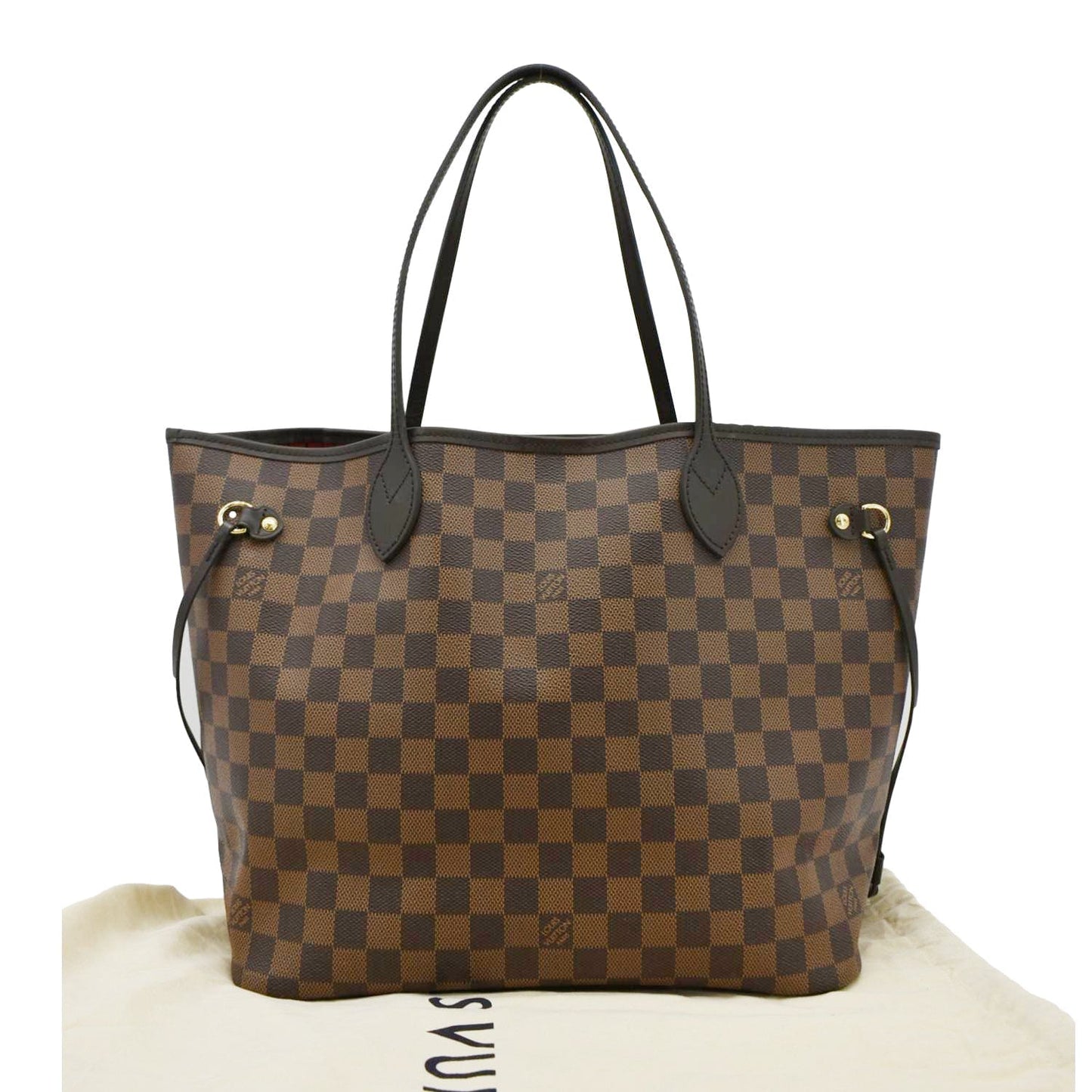 LOUIS VUITTON Neverfull MM Damier Ebene Tote Bag Brown