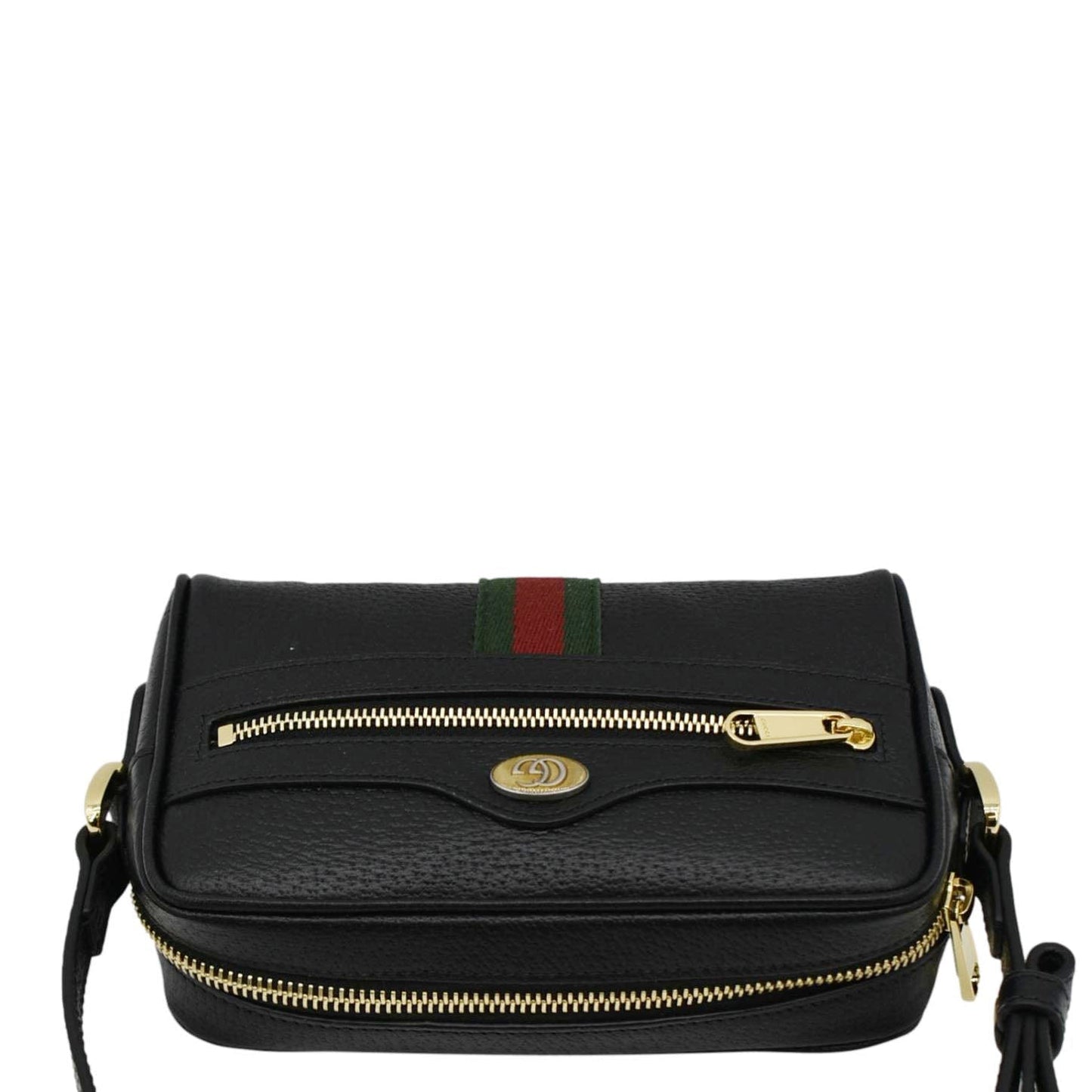 GUCCI Ophidia Web Mini  Leather Crossbody Bag Black 719885