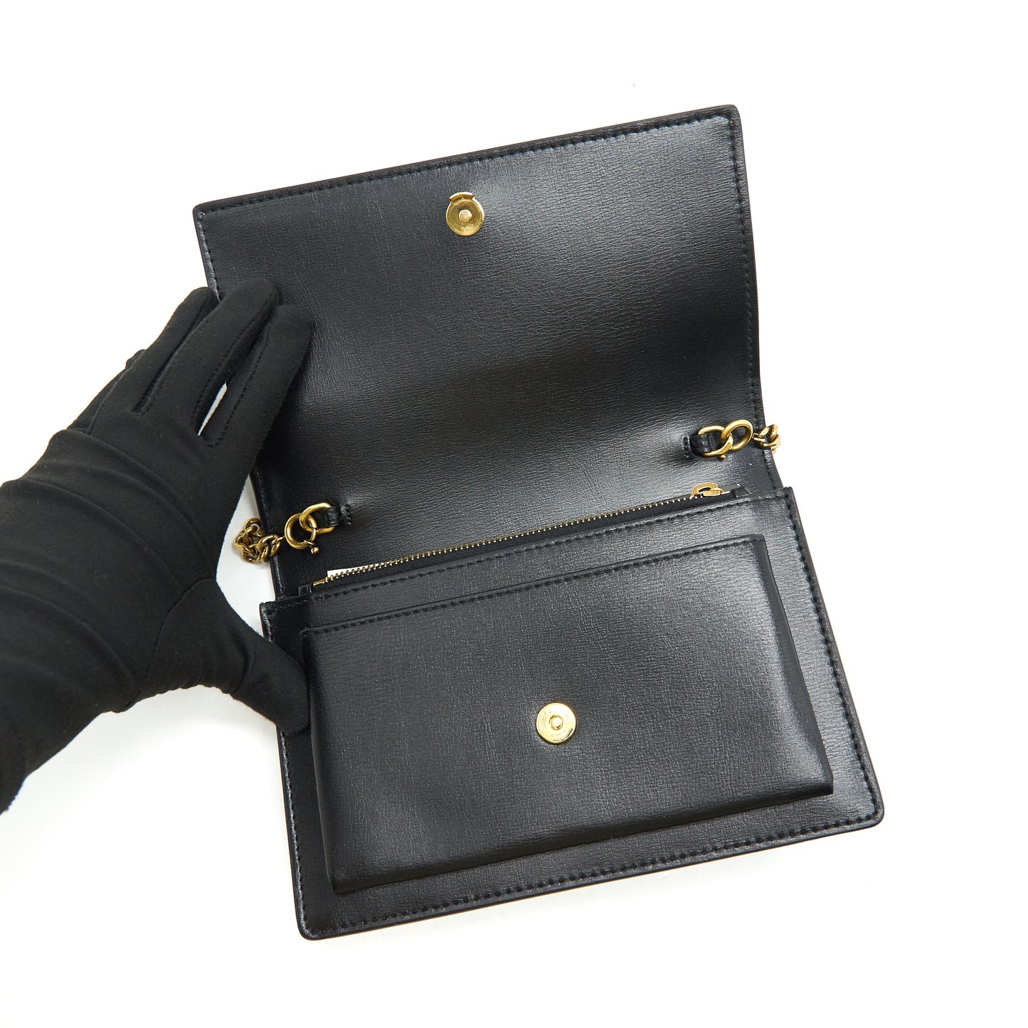Saint Laurrnt Sunset Chain Wallet Black GHW