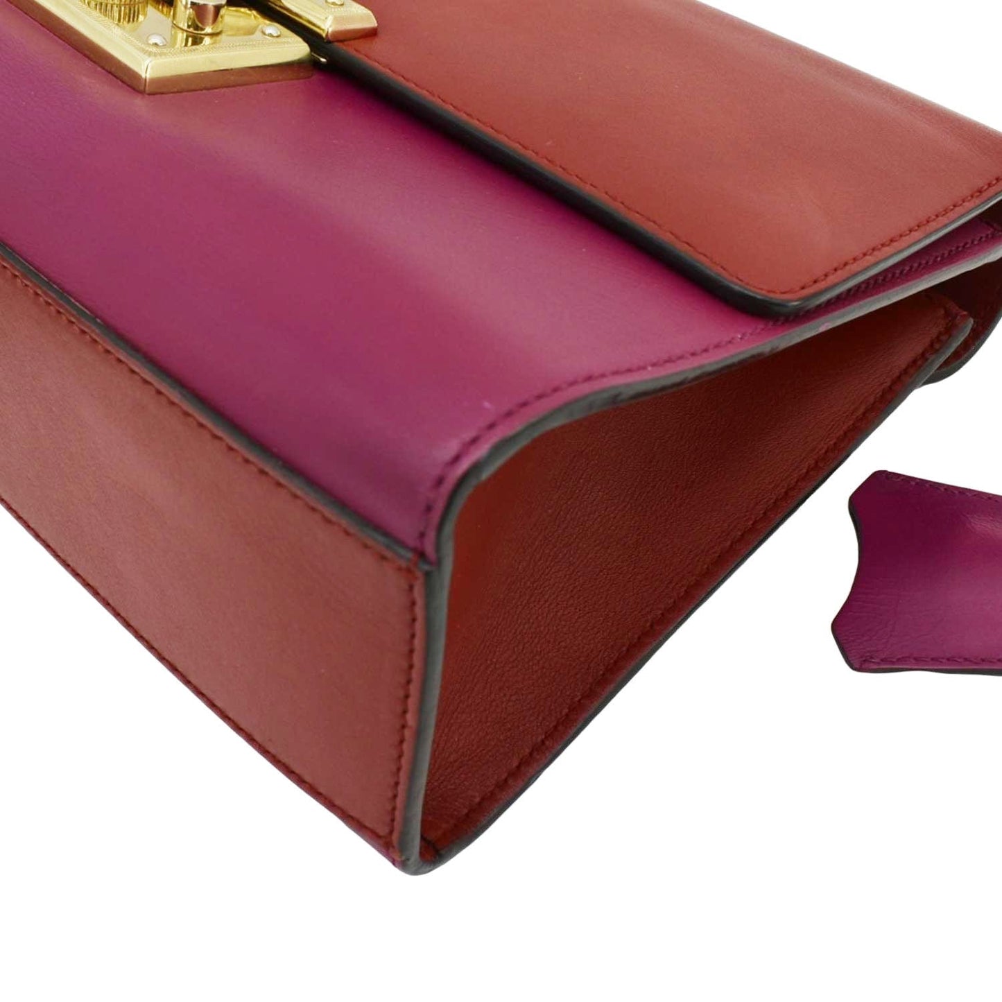 GUCCI Padlock Medium Leathrer Chain Shoulder Bag Red 409486