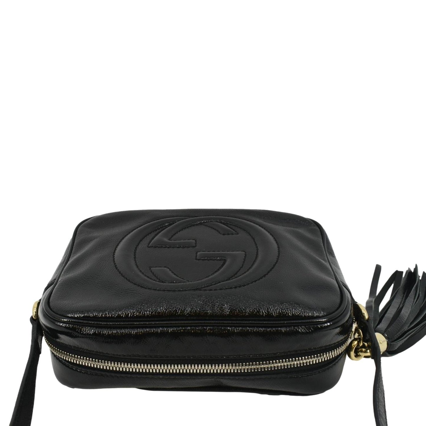 GUCCI Soho Disco Patent Leather Crossbody Bag Black 308364