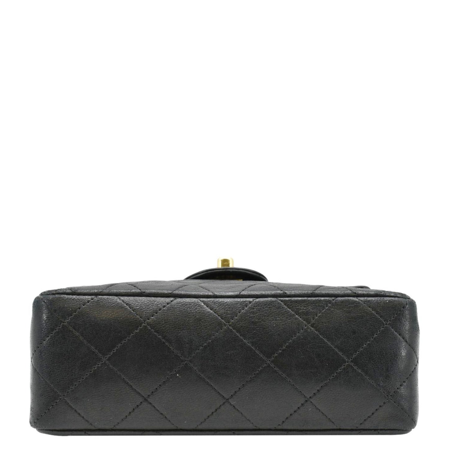 CHANEL Classic Flap Vintage Mini Square Lambskin Leather Crossbody Bag Black