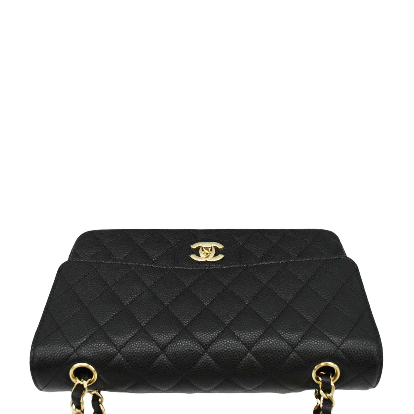 CHANEL Classic Medium Flap Quilted Caviar Leather Shoulder Bag Black