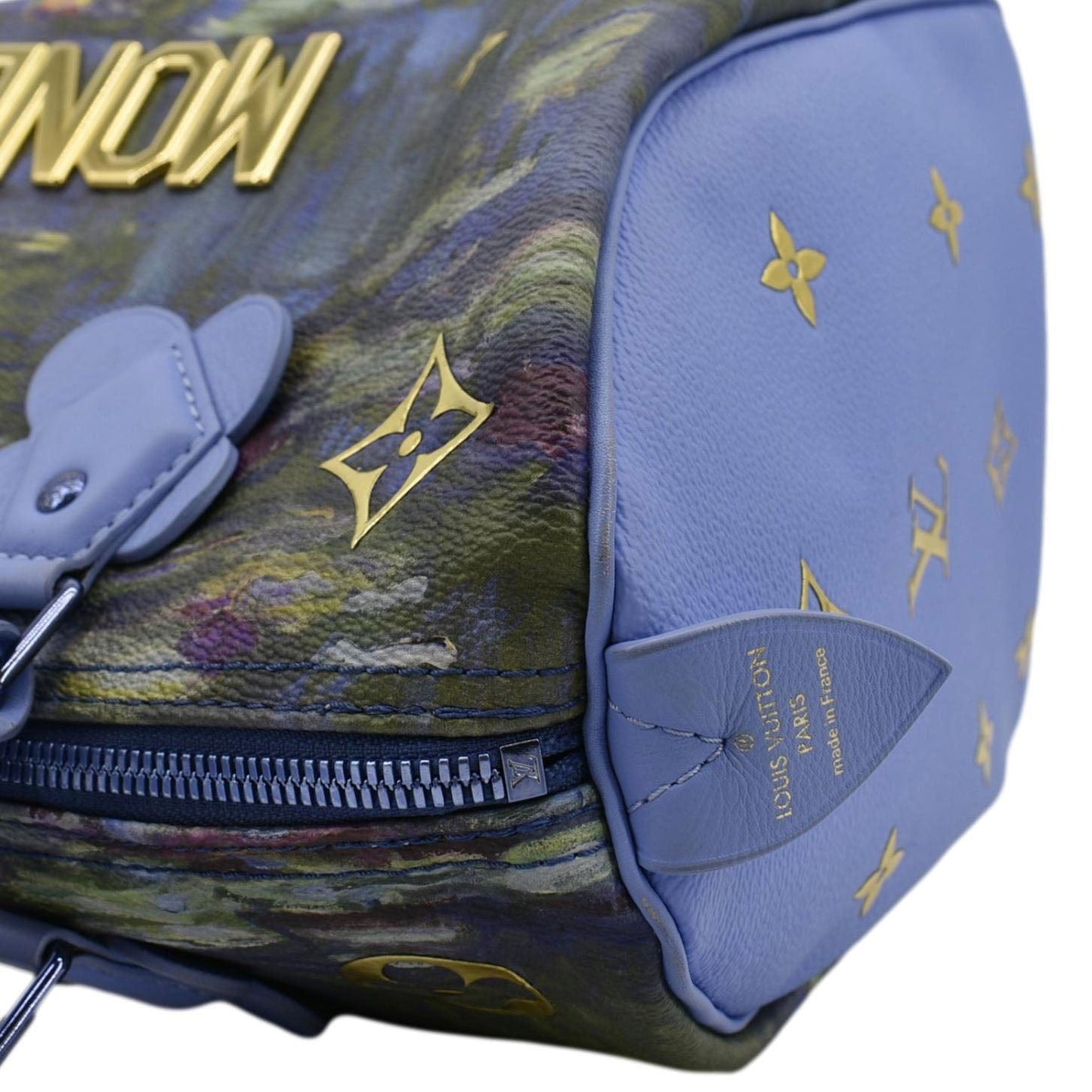 LOUIS VUITTON Masters Monet Speedy 30 Coated Canvas Satchel Bag Blue