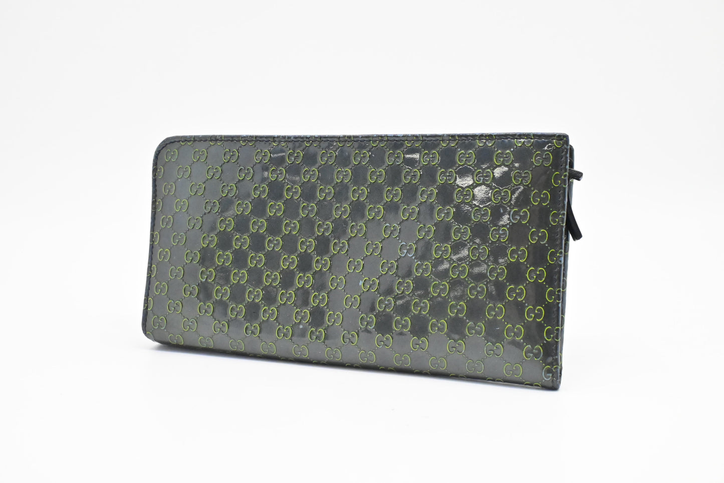 Gucci Long Zippy Wallet in Green Patent Guccissima Leather