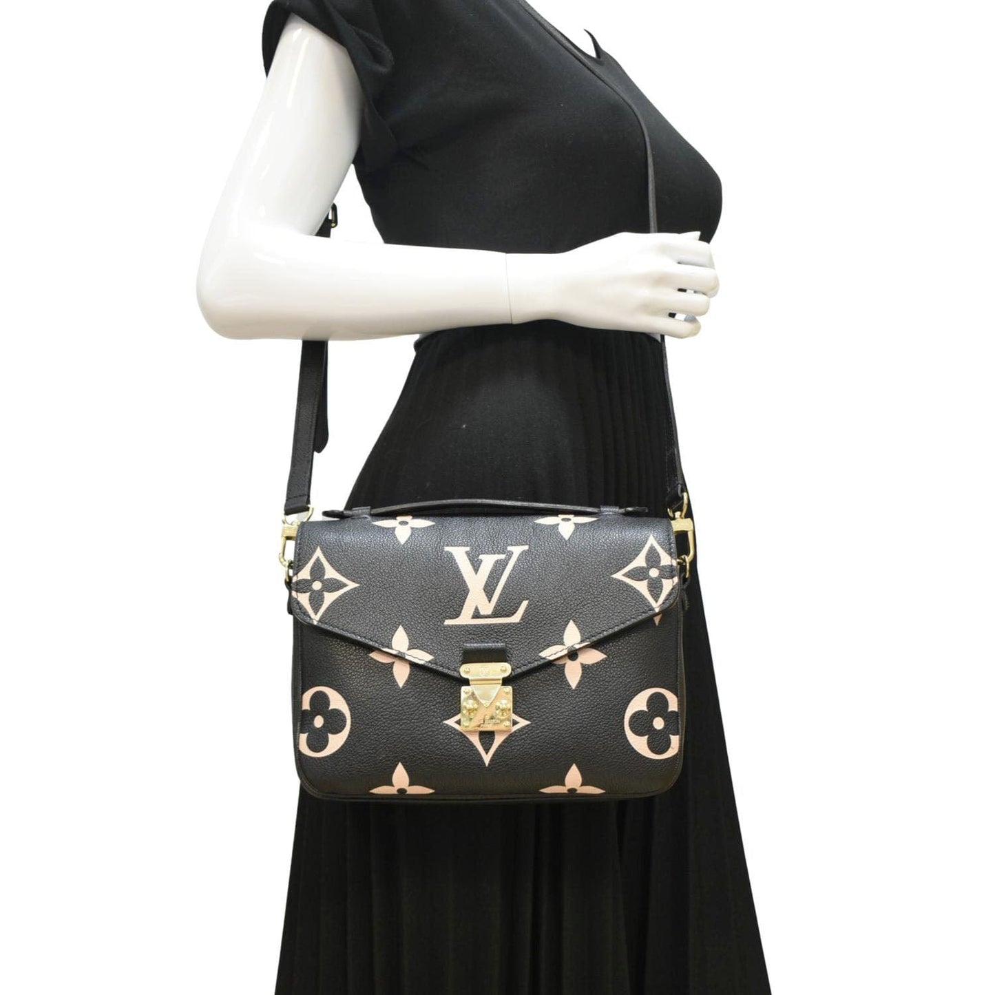 LOUIS VUITTON Metis Pochette Bicolor Empreinte Leather Crossbody Bag Black