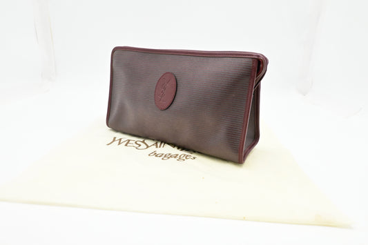 YSL Saint Laurent Clutch in Burgundy Coated Canvas