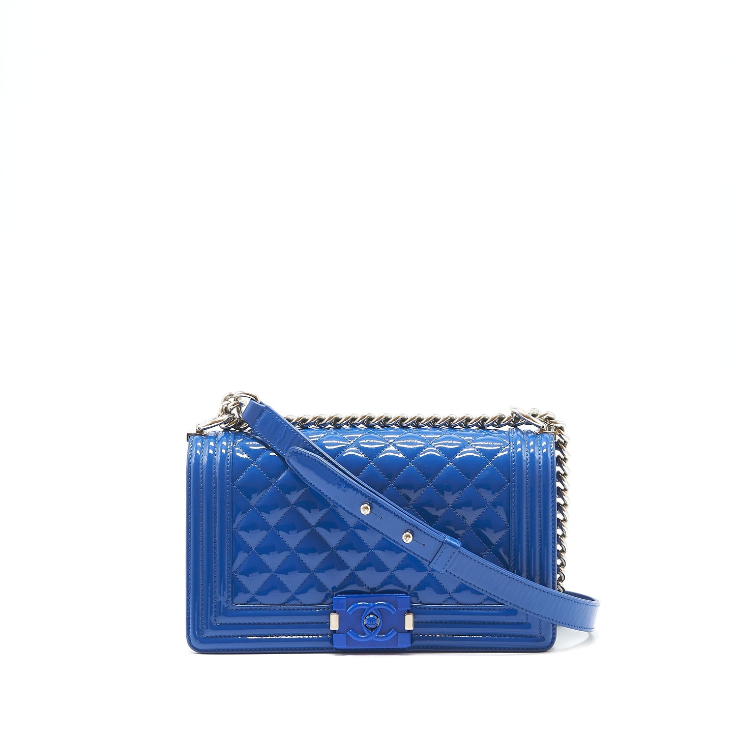 Chanel Medium Boy Chanel Patent leather Electric Blue HW