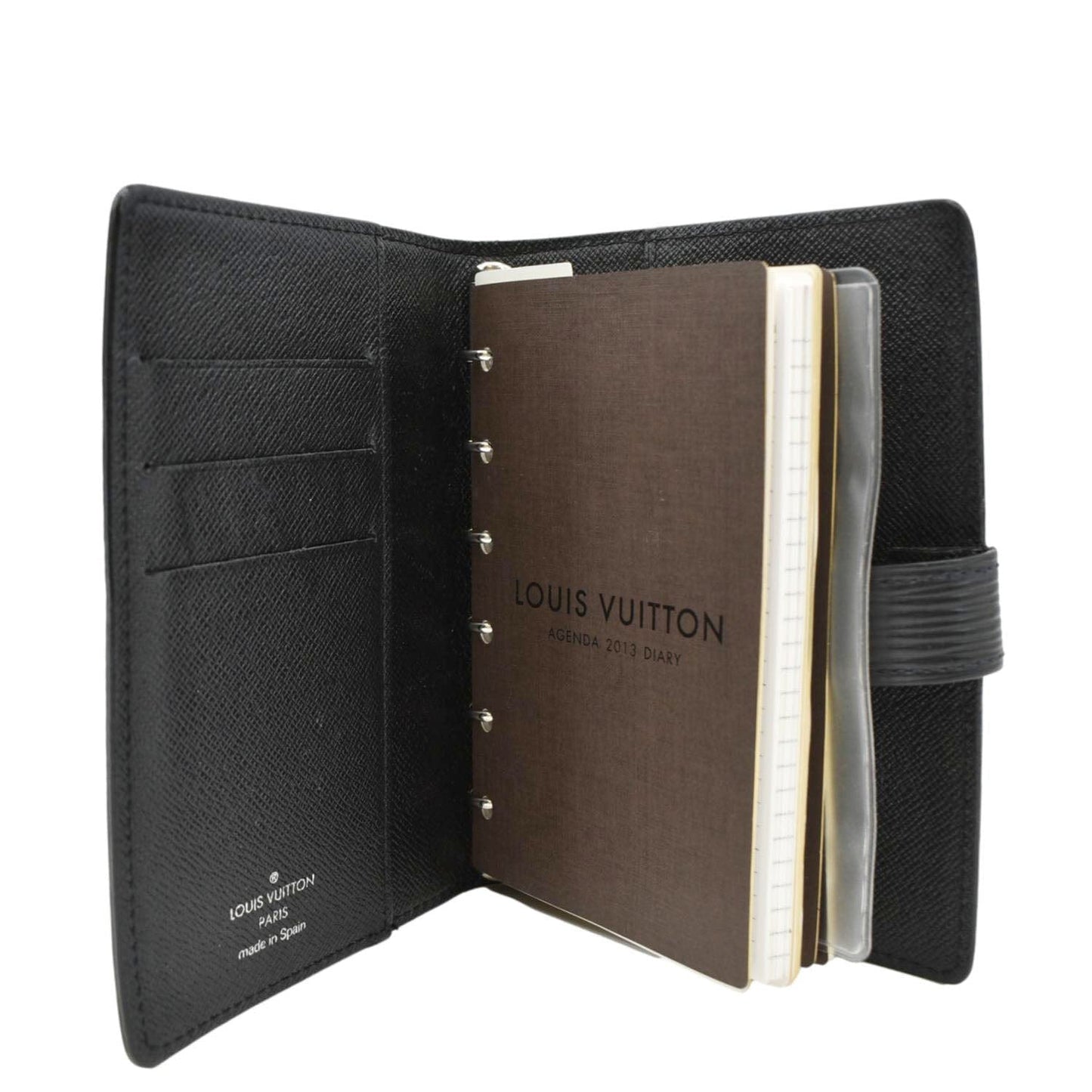 LOUIS VUITTON Ring Agenda Small Epi Leather Organizer Cover Black