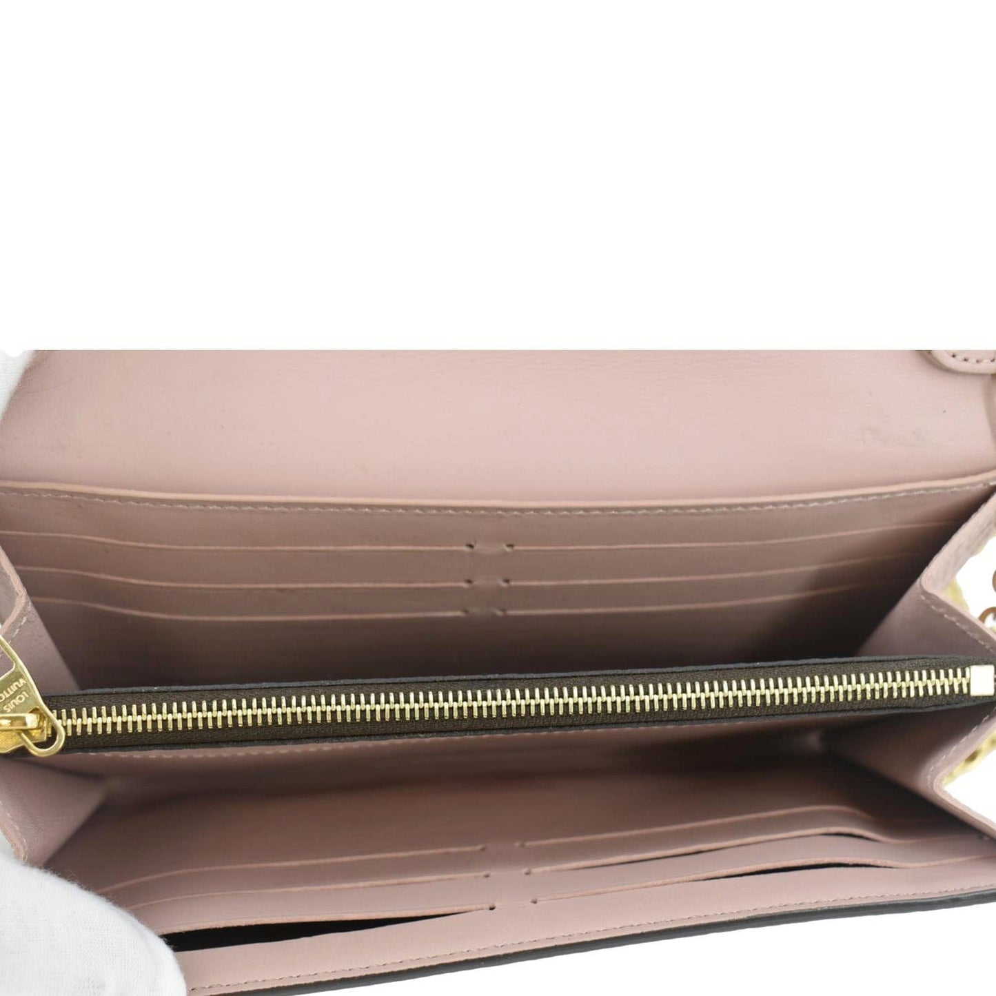 LOUIS VUITTON Croisette Damier Ebene Crossbody Chain Wallet Brown