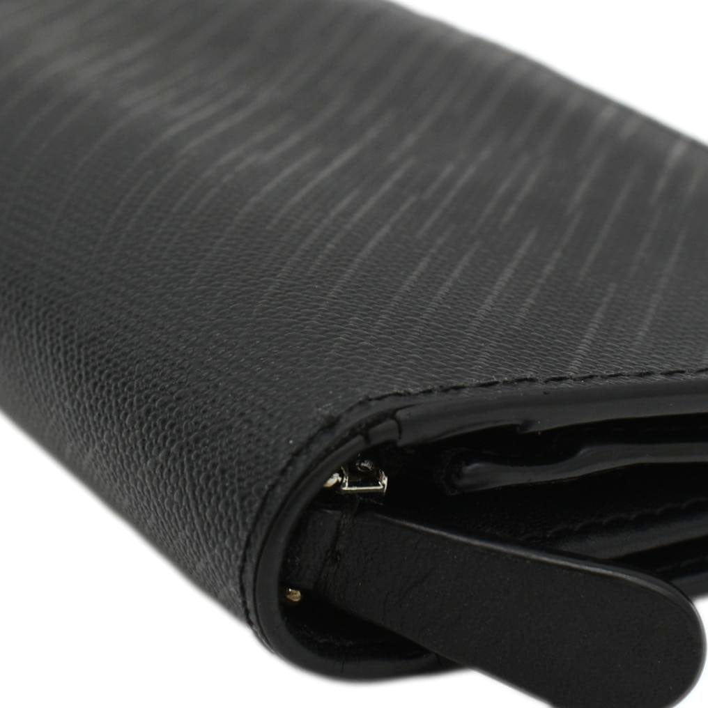 BURBERRY London Check Leather Zip Wallet Black