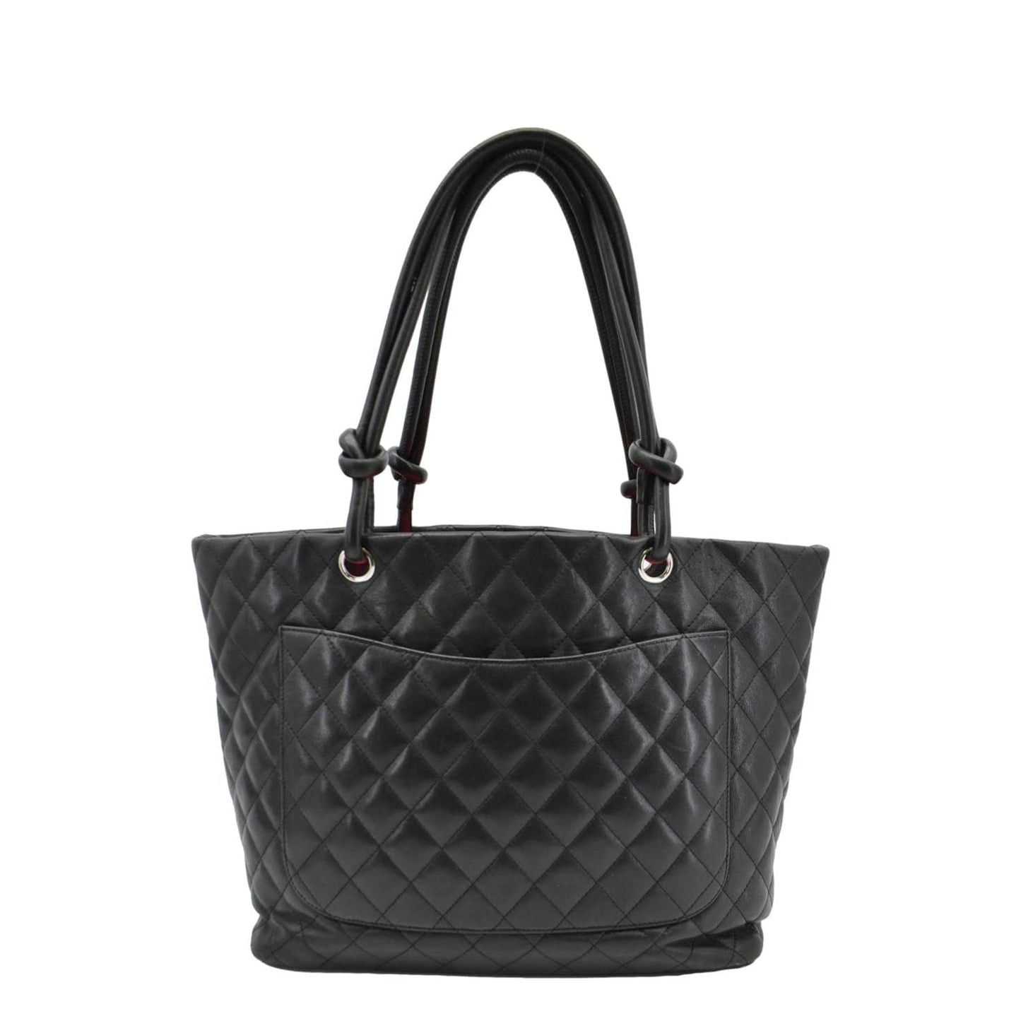 CHANEL Cambon Ligne Quilted Leather Tote Bag Black