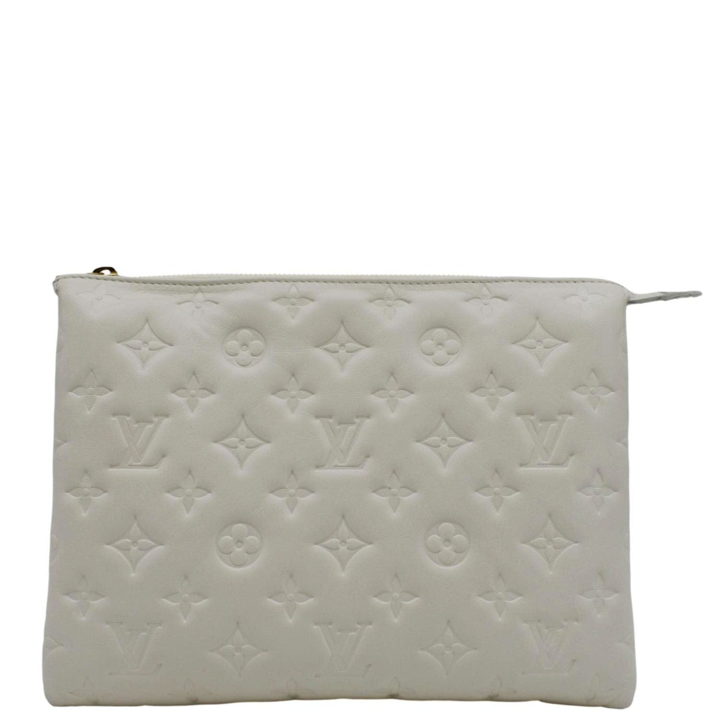 LOUIS VUITTON Coussin PM Monogram Embossed Leather Shoulder Bag White