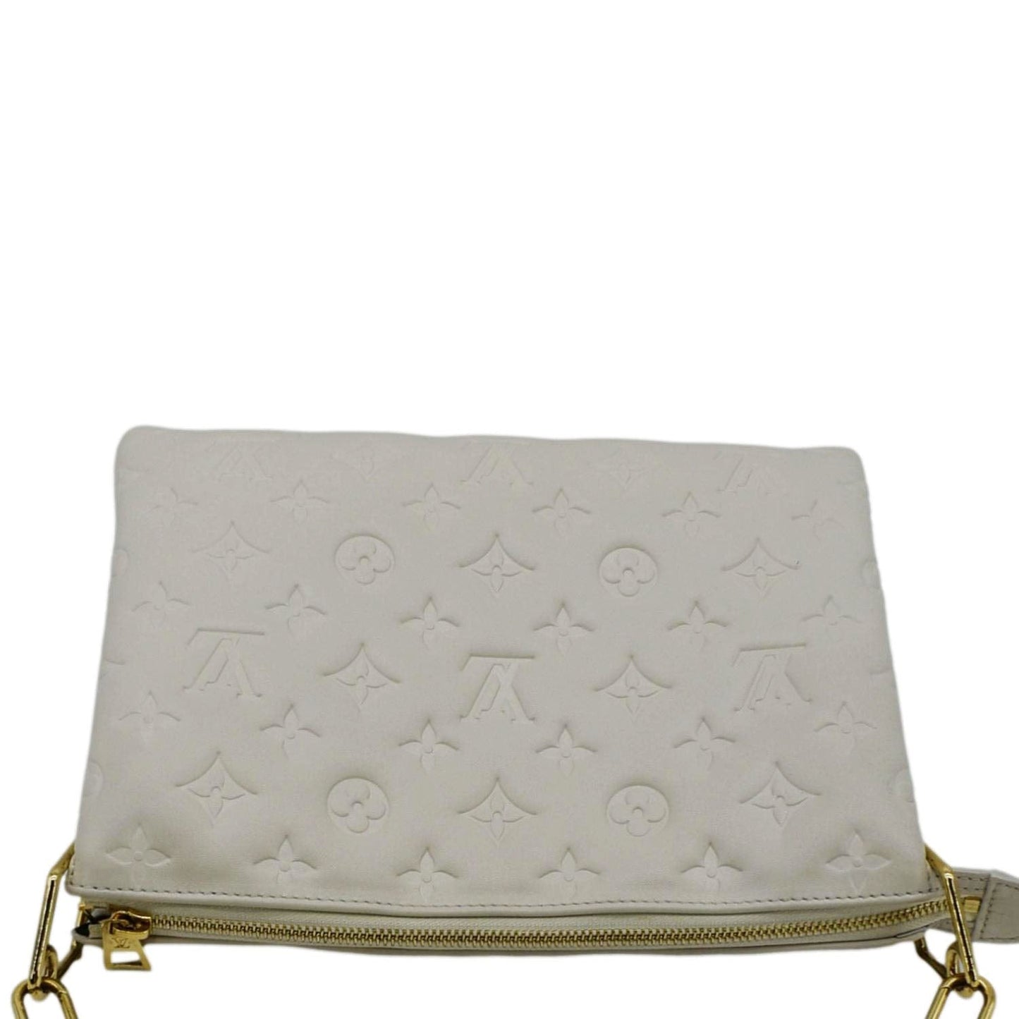 LOUIS VUITTON Coussin PM Monogram Embossed Leather Shoulder Bag White