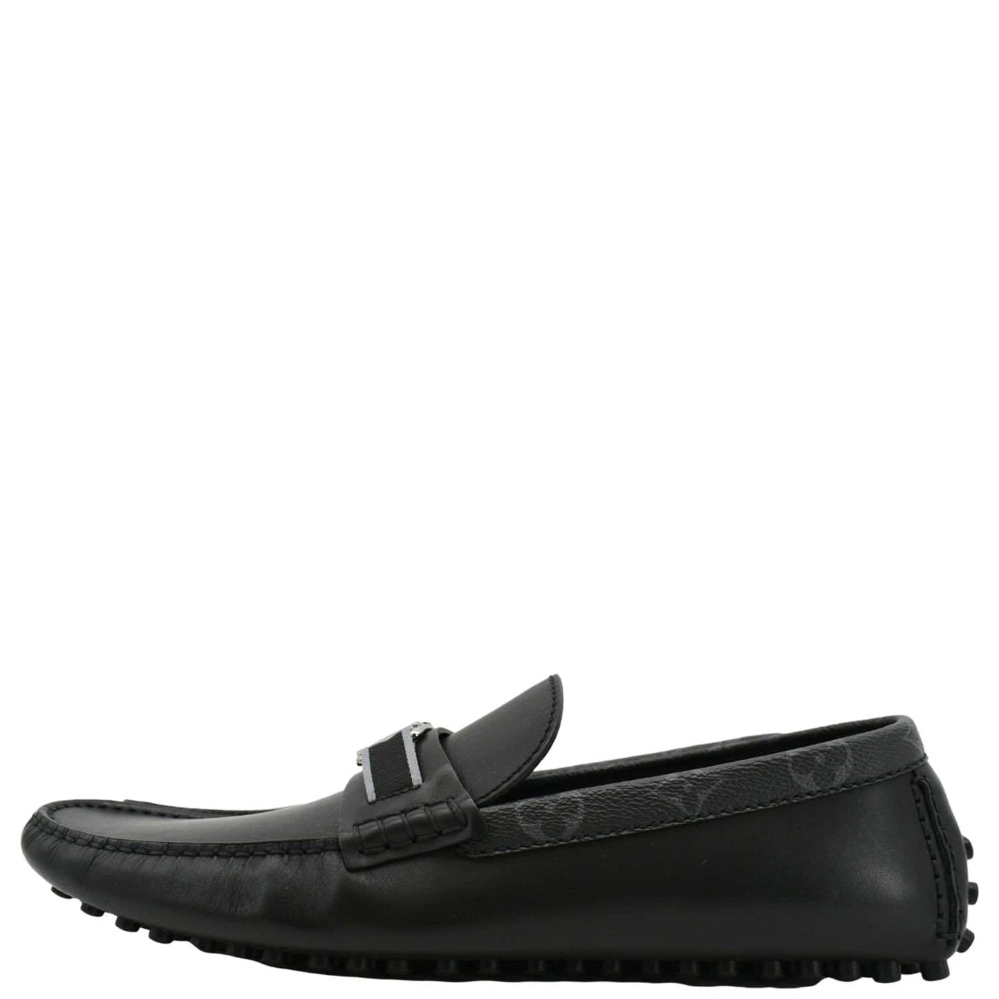 LOUIS VUITTON Hockenheim Moccasin Leather Loafers Black US 10